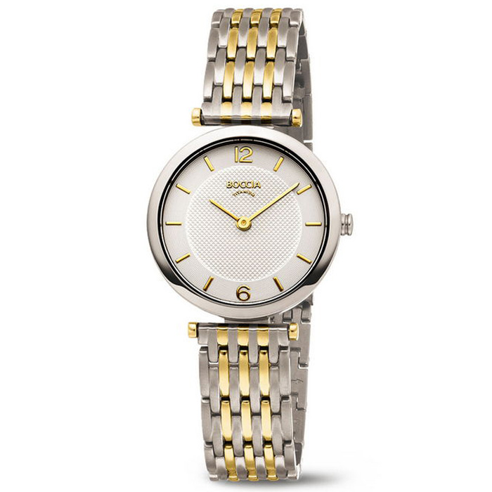 Boccia horloge 3362-03 Boccia dameshorloge titanium met lichte wijzerplaat