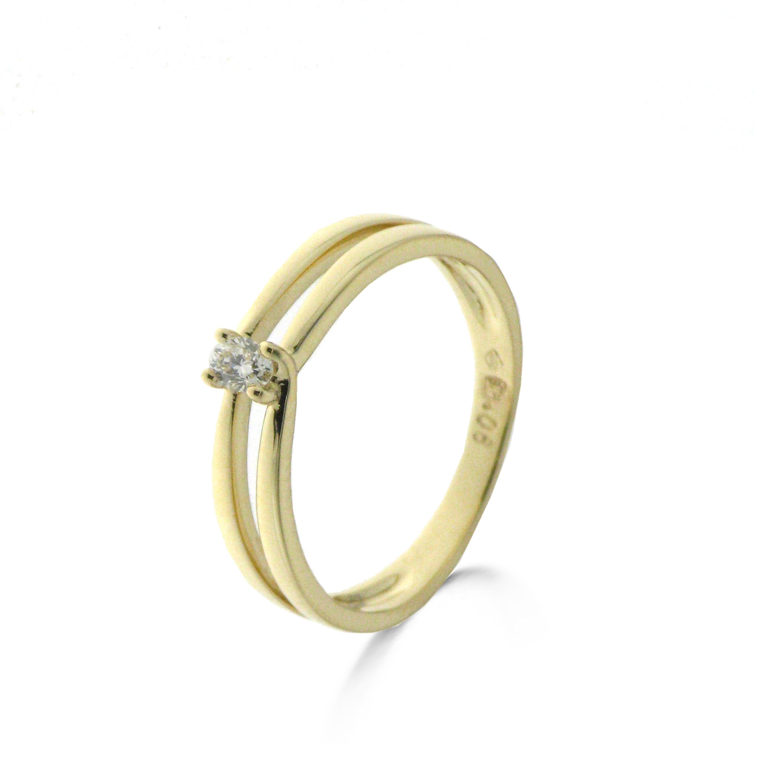 ring bicolor 18Kt met echte diamant 0.06Ct