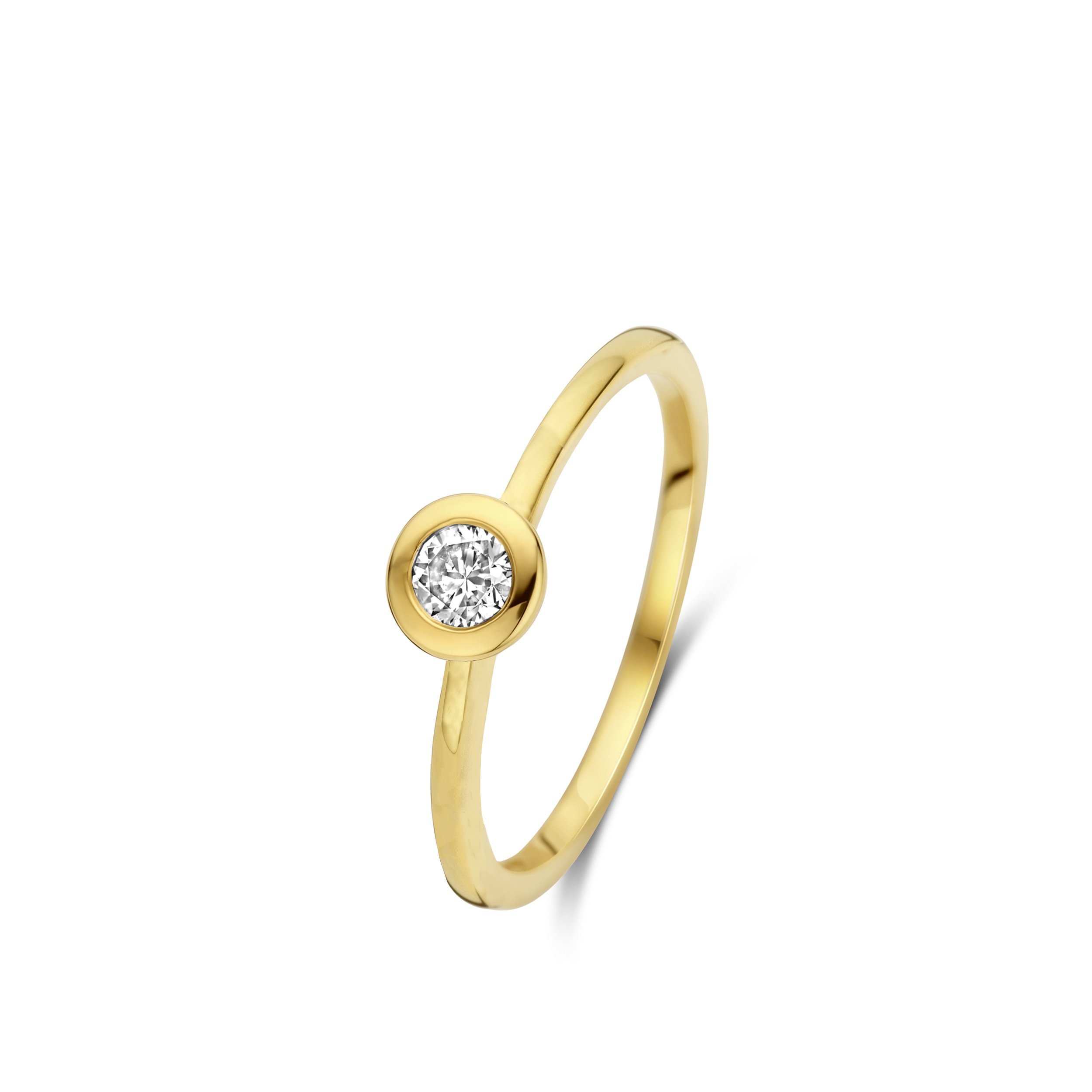 ring geelgoud 18Kt met echte diamant 0.21Ct