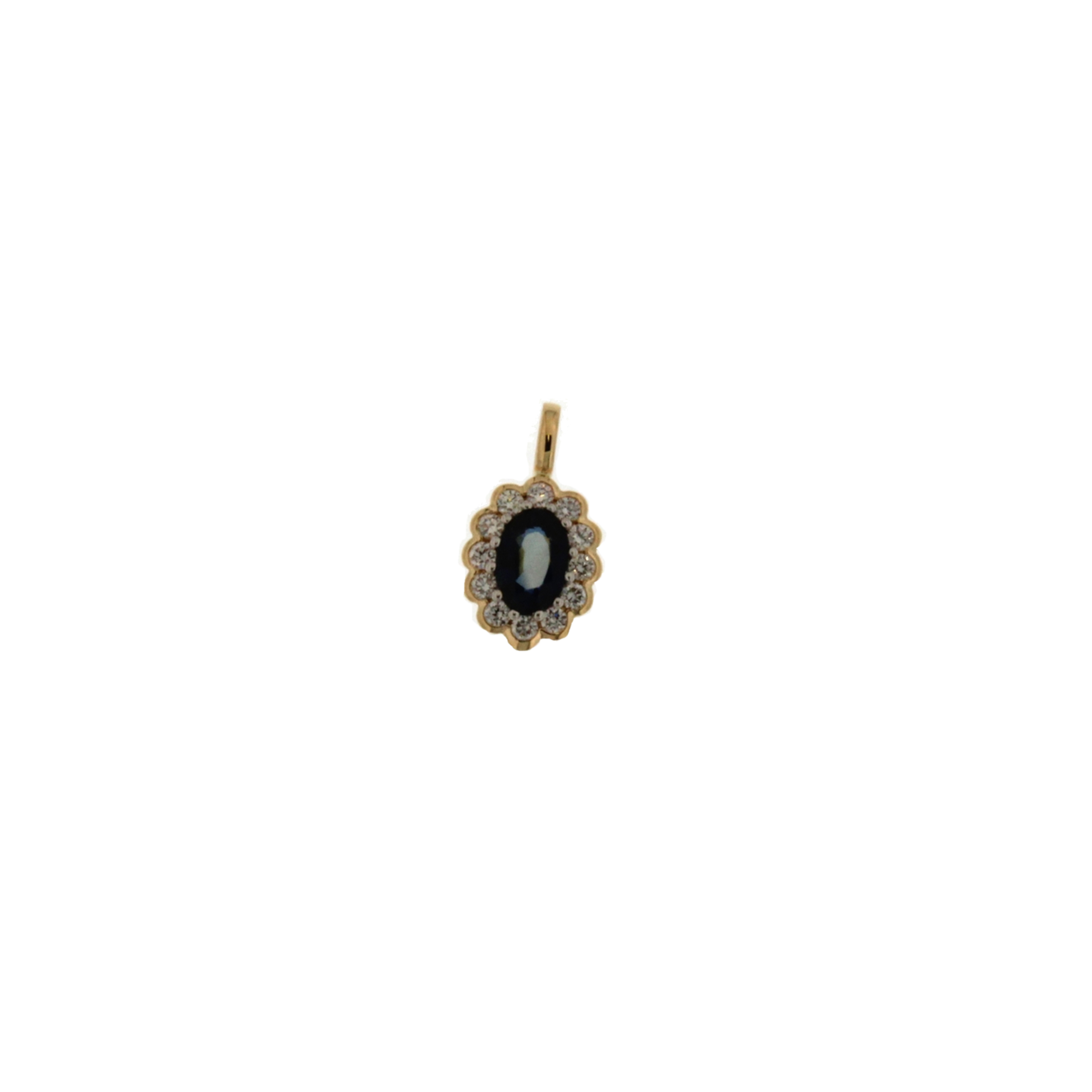 hanger 18kt met saffier en diamant