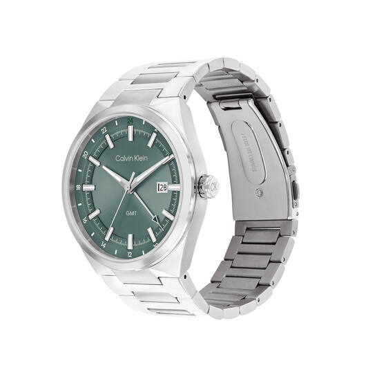 Het horloge beschikt over een quartz uurwerk. Deze prachtige wijzerplaat is groen en is afgedekt met kwalitatief mineraalglas. De horlogekast is gemaakt van rvs en heeft een diameter van 44 mm. De kleur van deze horlogeband is zilver en heeft een breedte van 13 mm. De horlogeband is gemaakt van rvs . Met dit prachtige horloge ben je elke dag op de hoogte van de juiste tijd!
