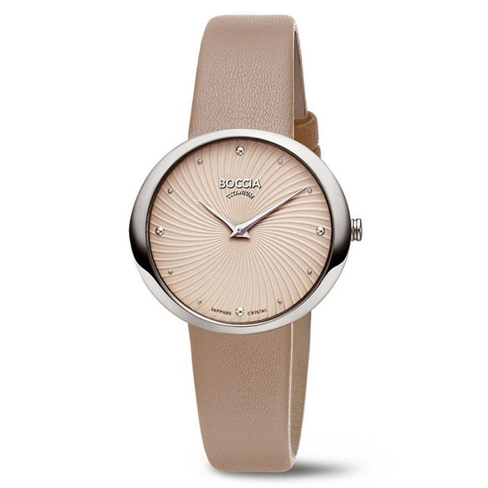 Boccia horloge 3364-02 Boccia dameshorloge titanium met leren band