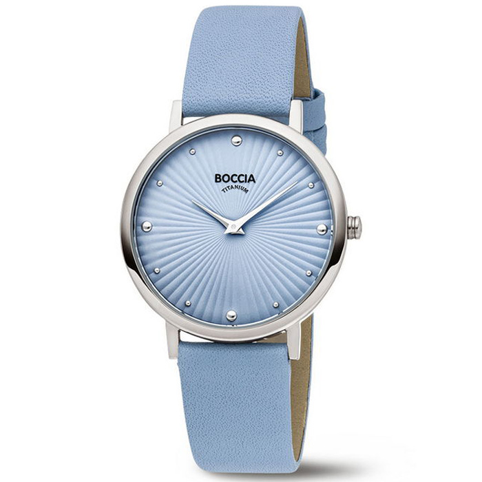 Boccia horloge 3365-01 Boccia dameshorloge titanium met leren band