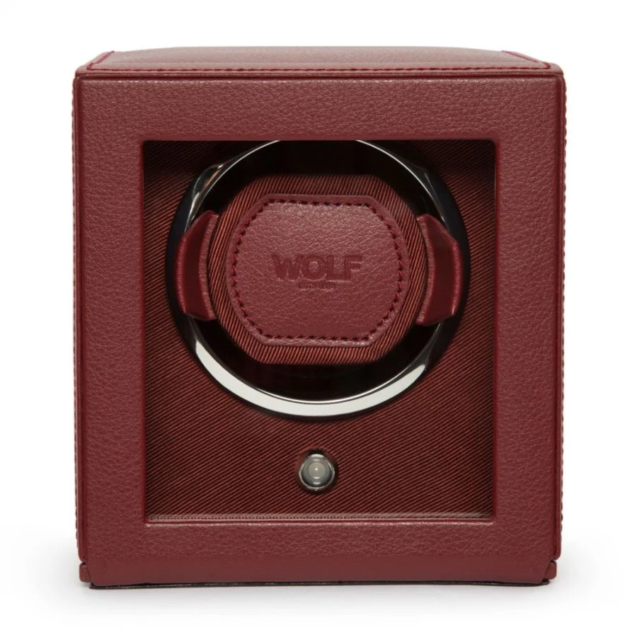 Wolf Cubic Watch winder 14x15,4x14,8cm Bordeau rood , Vegan Leder