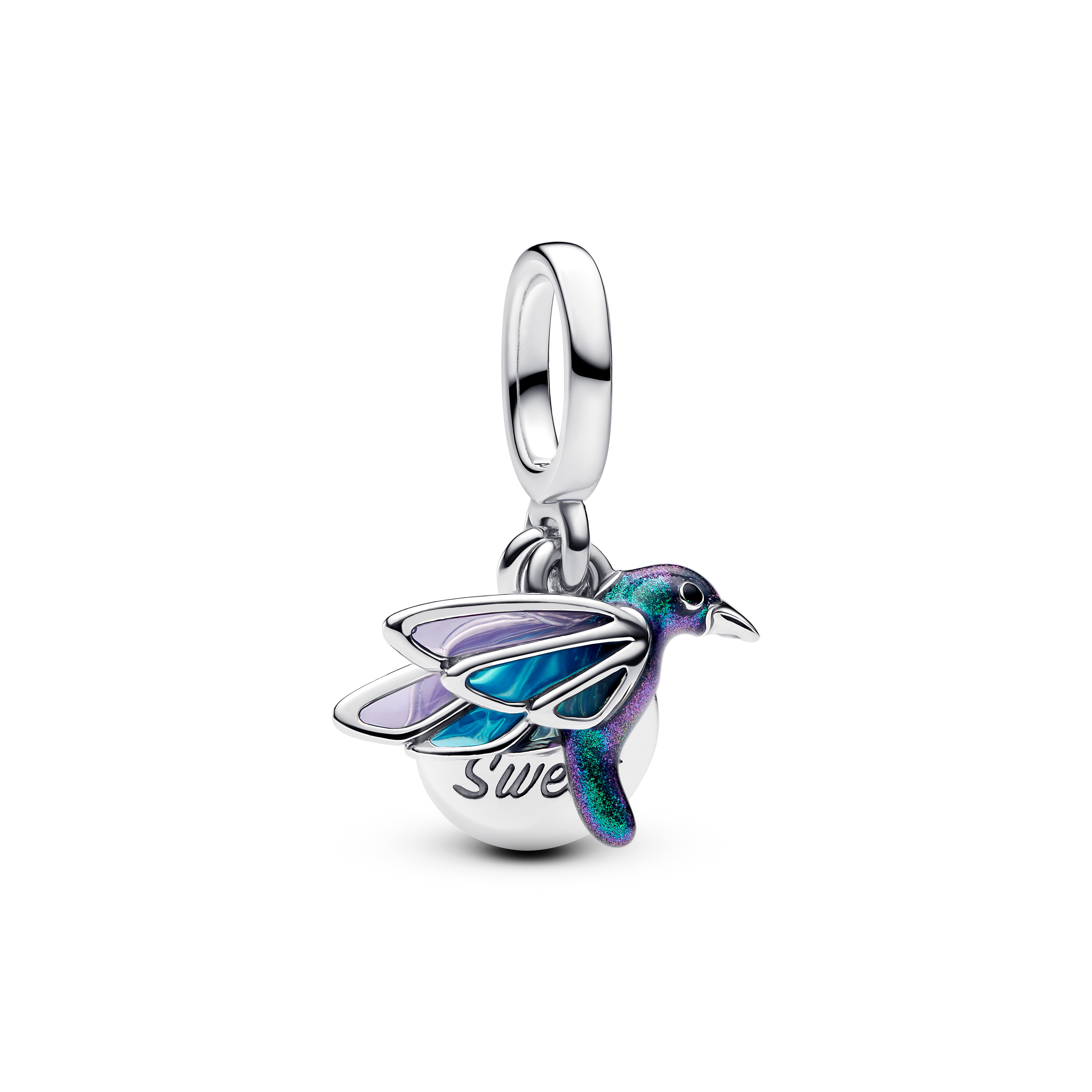 Pandora - Zilveren bedel met Hummingbird, blauw emaille - 793746C01