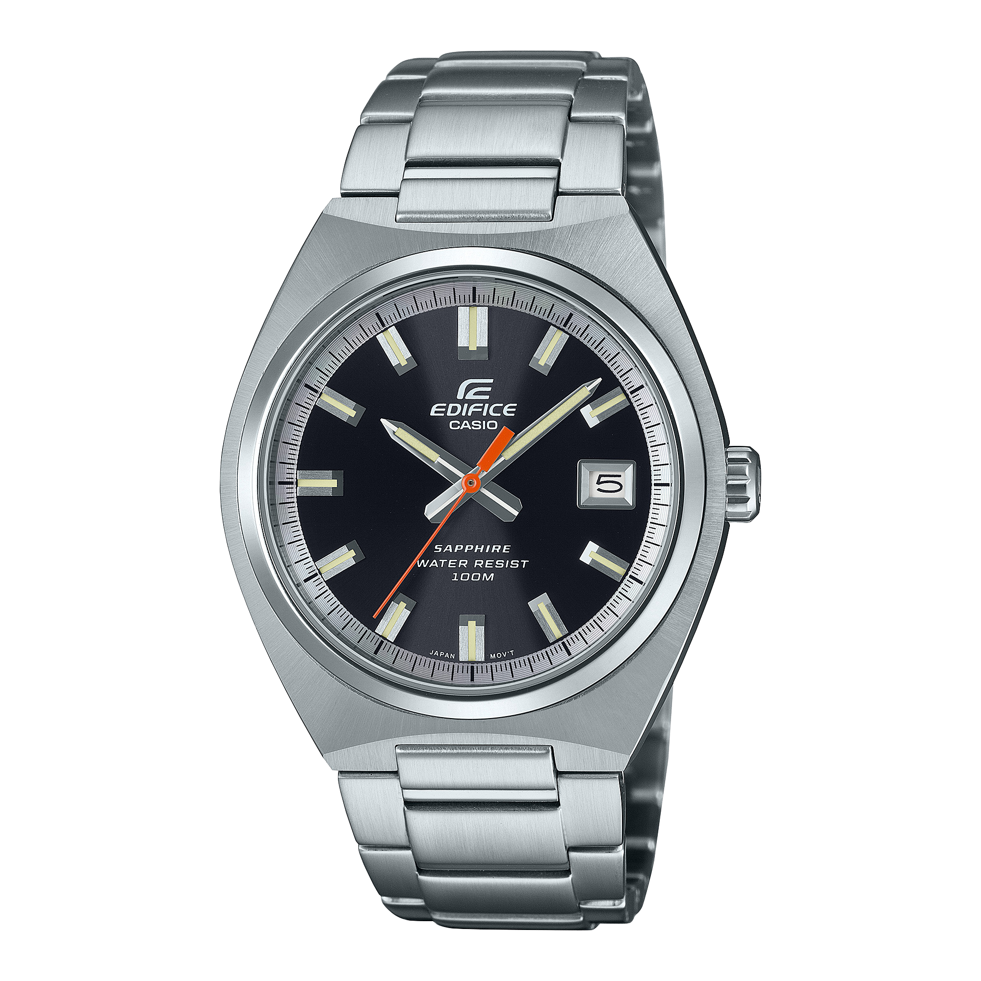 Dit Casio horloge behoort tot de Edifice collectie.
Referentienummer: EFB-109D-1AVEF

Een analoog EDIFICE motorsportuurwerk met wijzers voor uren, minuten en seconden, geïnspireerd op de klassieke sportauto.

De slanke, spiegelende lunette en ronde roestvrijstalen kast met een stralende haarlijn vormen een unieke combinatie voor een klassieke look met een solide uitstraling. De wijzerplaat van de EFB-109D-1A is glanzend zwart, geaccentueerd met een vleugje rood op de secondewijzer. De blauwe wijzerplaat van de EFB-109D-2A en de zilveren wijzerplaat van de EFB-109D-7A zijn elk afgewerkt met een zonnestraalontwerp met fijne lijnen die vanuit het midden naar buiten stralen.

Met de stevige roestvrijstalen band, het saffierglas en de 10-bar waterdichtheid ben je klaar voor alles wat er op je pad komt.

Deze sportieve, klassieke chronograaf neemt je in een fractie van een seconde mee van informele settings naar zakelijke bijeenkomsten.