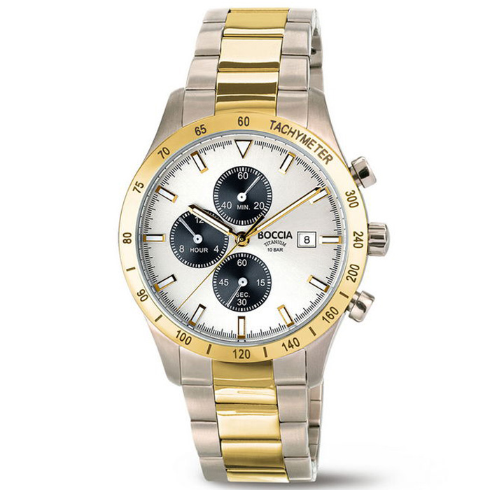 Boccia horloge 3739-04 Boccia Chrono heren Titanium Bicolor