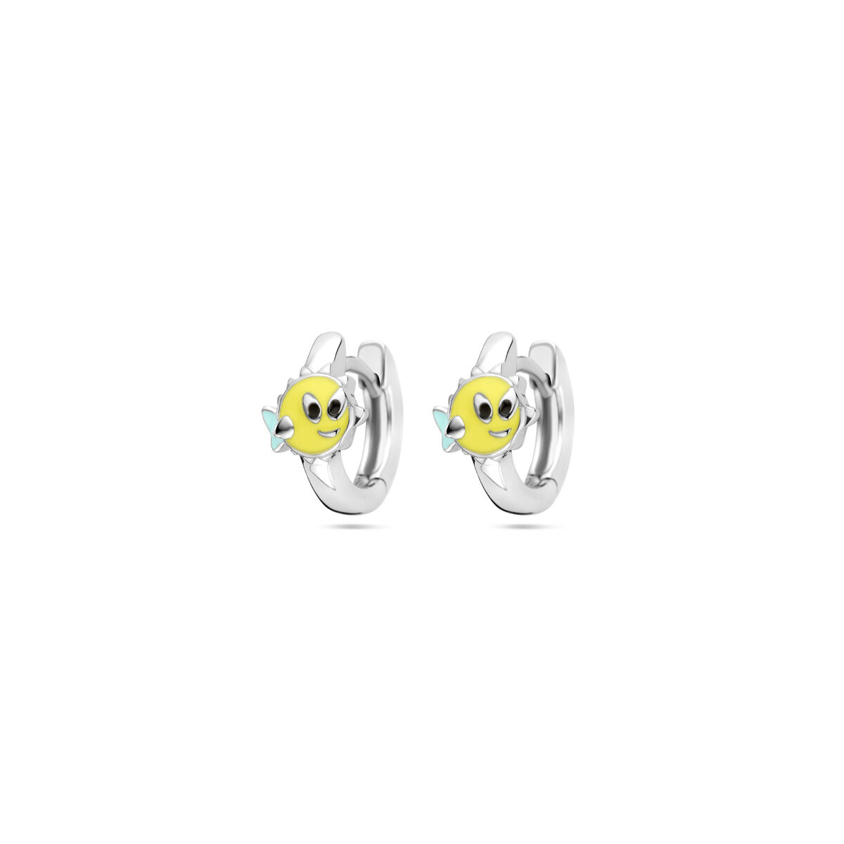 Gerhodineerd 925 zilveren klapoorringen uitgevoerd met een vis. De klapoorringen hebben een afmeting van 10.5x2mm.