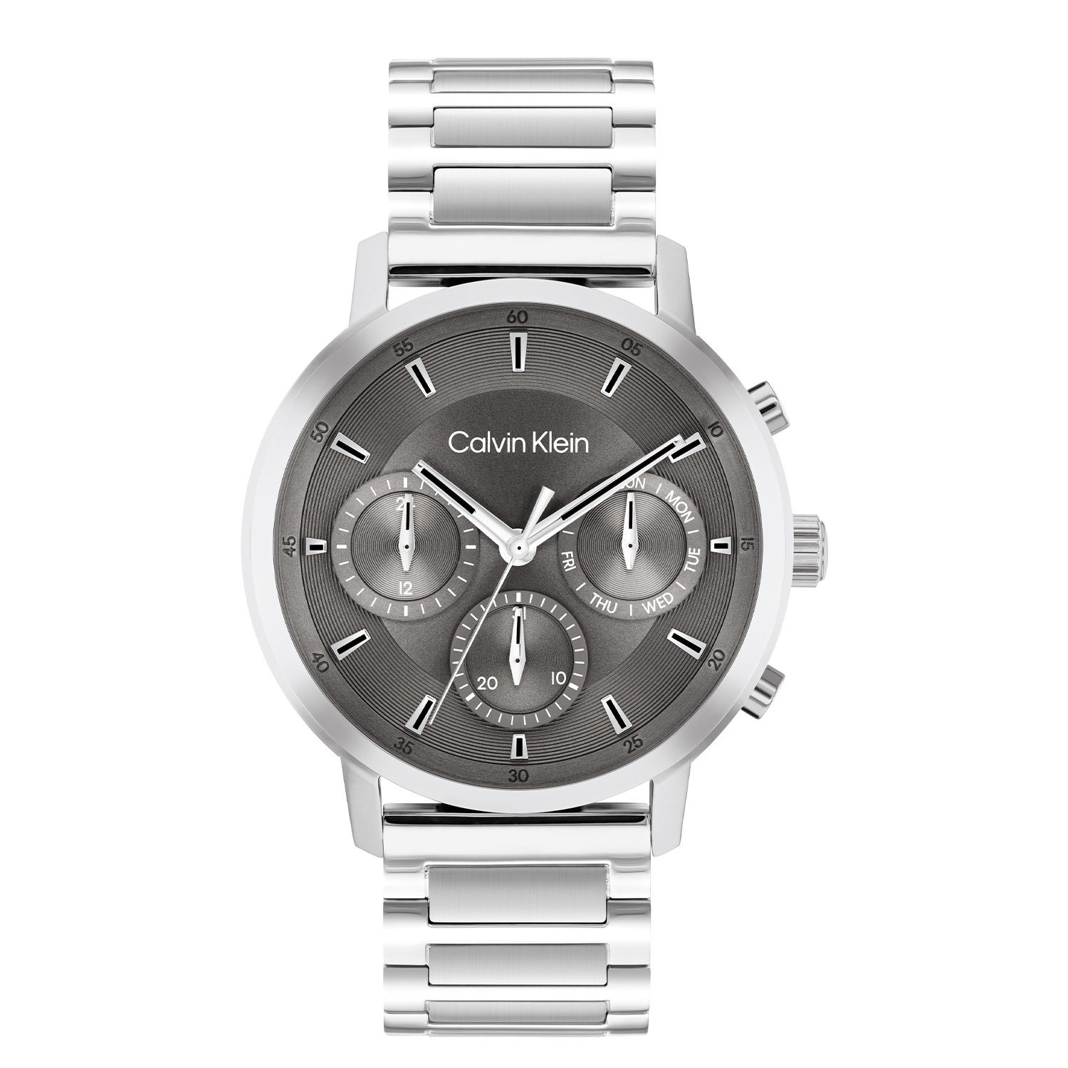 Dit Calvin Klein horloge behoort tot de Gauge collectie.
Referentienummer: 25200493

Dit Calvin Klein horloge is een stijlvol ontwerp. De ronde stalen kast heeft een glimmende bezel en een grijze geborstelde sunray wijzerplaat met een dag, datum en 24-uursaanduiding. Aan de kast zit een stalen schakelband met een vouwsluiting. Het stoere herenhorloge heeft een mineraalglas, een doorsnee van 41mm en is 3ATM.

