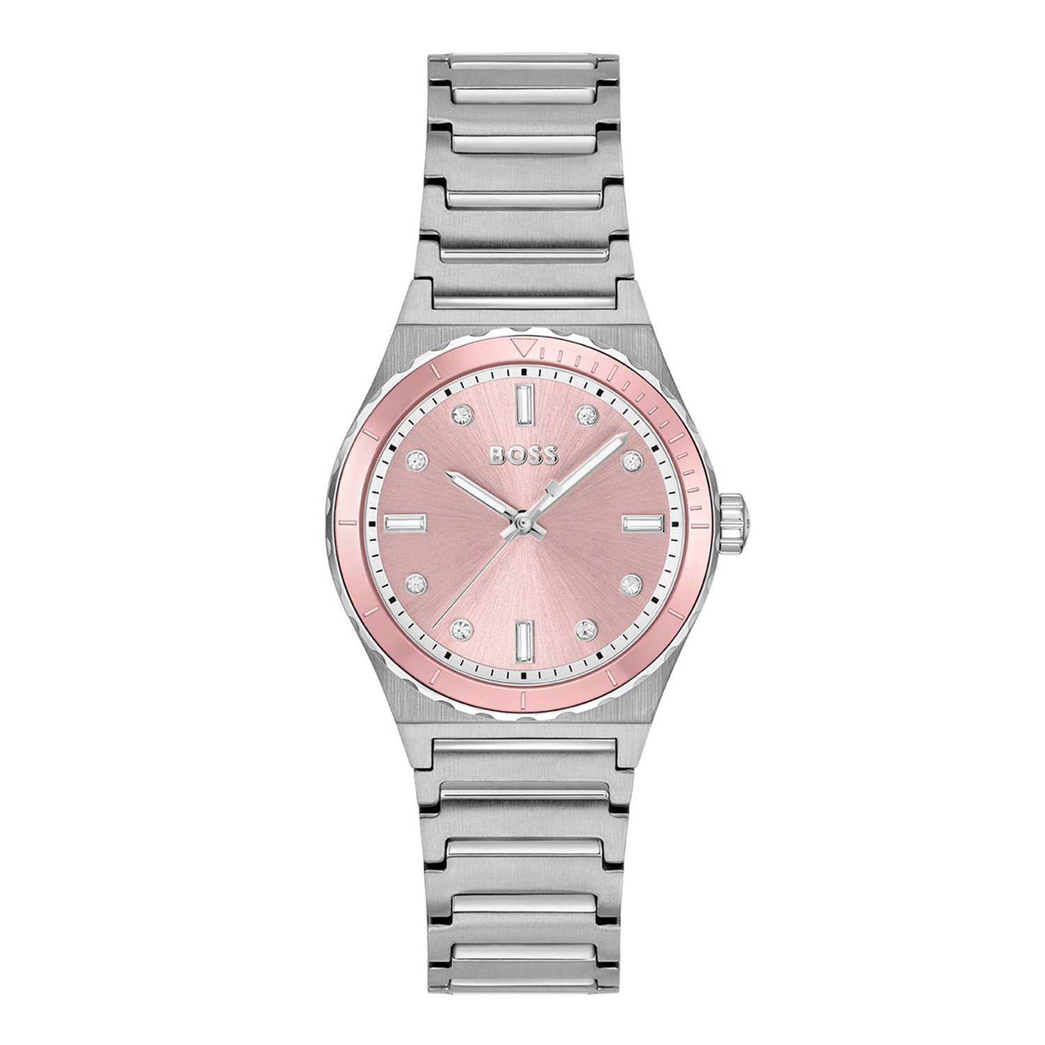 BOSS is voor degenen die een zelfbepaald leven leiden met stijl, passie en doel.

BOSS HB1502788 CANDOR SPORT Dameshorloge 32mm
Dit BOSS horloge uit de CANDOR SPORT serie met artikelnr: HB1502788 heeft een chique uitstraling. Zeer geschikt voor de moderne stijlvolle vrouw van nu. Het dameshorloge valt op door zijn stalen horlogekast met een roze aluminium bezel en een roze sunray wijzerplaat met ronde en baquet kristallen als uursaanduiding. De fijne wijzers hebben een lumibrite accent. Aan de kast zit een stalen strak ogende schakelband met een vouwsluiting. Het horloge heeft een doorsnee van 32mm een mineraalglas en is 3ATM. 

HET MERK:
HUGO BOSS is afgestemd op levensstijlen waar het gaat om kwaliteit en precisie. Het wereldwijde fashionlabel is verdeeld in twee merken: BOSS en HUGO. Het merk BOSS biedt geavanceerde, moderne horloges gericht op kwaliteit en design om een onberispelijke look te creëren – of het nu zakelijk, casual of sportief is. De horloge collectie van BOSS is perfect afgestemd op levensstijlen waar het gaat om kwaliteit en precisie. BOSS is op maat gemaakt in een onberispelijke stijl.

Blijf stijlvol bij de tijd. Voor de BOSS-vrouw is stijl het handelsmerk en draait alles om
details. Breng uw look naar een hoger niveau met onze nieuwe en kenmerkende horlogecollectie.

SPECIFICATIES:
- Mineraalglas
- Ronde kastvorm, Ø 32mm
- Stalen horlogekast
- Roze wijzerplaat
- Stalen schakelband
- 3ATM