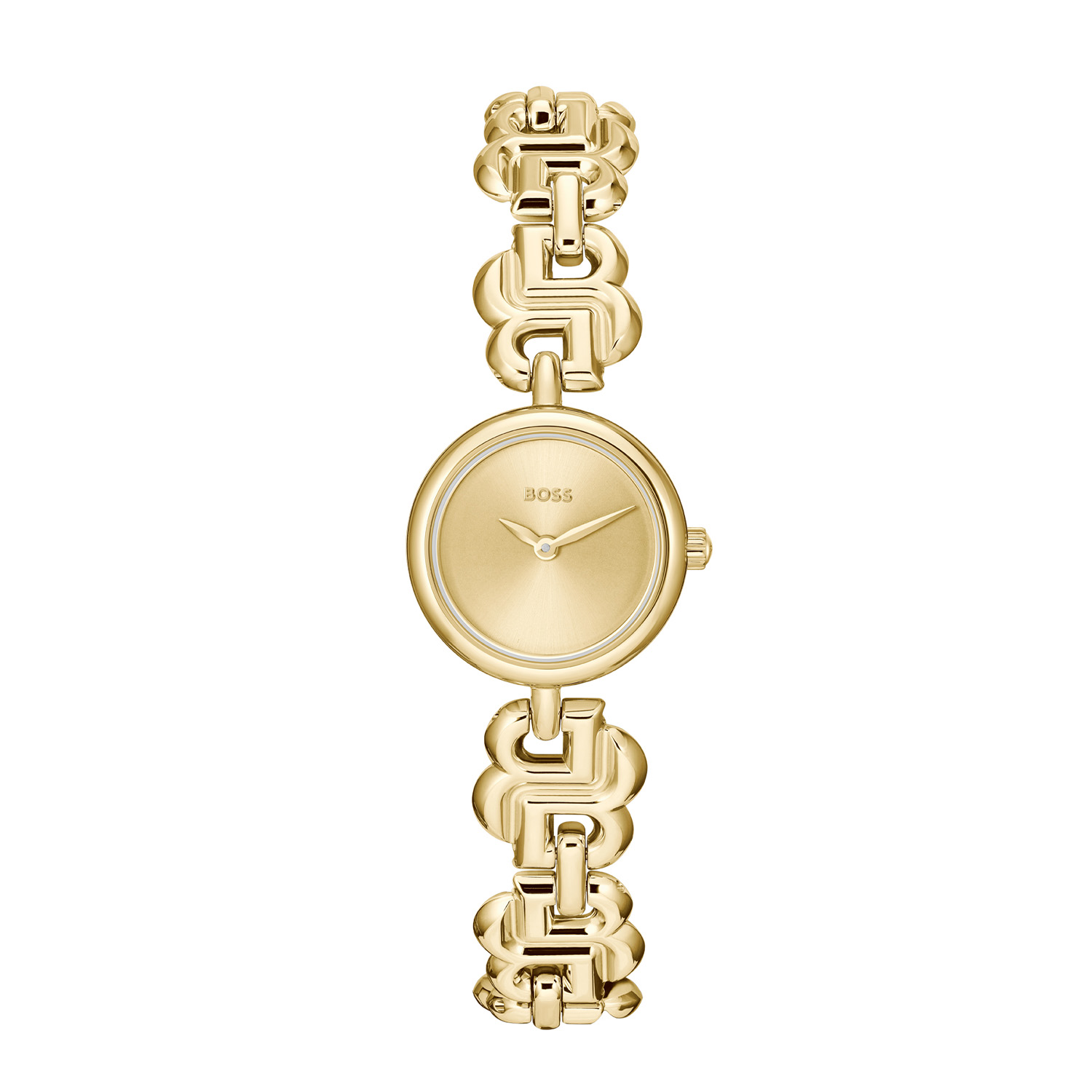 BOSS is voor degenen die een zelfbepaald leven leiden met stijl, passie en doel.

BOSS HB1502794 DOUBLE B Dameshorloge 23mm
Dit BOSS horloge uit de DOUBLE B serie met artikelnr: HB1502794 heeft een chique uitstraling. Zeer geschikt voor de moderne stijlvolle vrouw van nu. Het dameshorloge valt op door zijn stalen ronde goudkleurige horlogekast met een gladde bezel en een goudkleurige sunray wijzerplaat met sierlijke fijne wijzers. Aan de kast zit een hele aparte stalen schakelband met allemaal B schakels om en om. Het horloge heeft een doorsnee van 23mm een mineraalglas en is 3ATM. 

HET MERK:
HUGO BOSS is afgestemd op levensstijlen waar het gaat om kwaliteit en precisie. Het wereldwijde fashionlabel is verdeeld in twee merken: BOSS en HUGO. Het merk BOSS biedt geavanceerde, moderne horloges gericht op kwaliteit en design om een onberispelijke look te creëren – of het nu zakelijk, casual of sportief is. De horloge collectie van BOSS is perfect afgestemd op levensstijlen waar het gaat om kwaliteit en precisie. BOSS is op maat gemaakt in een onberispelijke stijl.

Blijf stijlvol bij de tijd. Voor de BOSS-vrouw is stijl het handelsmerk en draait alles om
details. Breng uw look naar een hoger niveau met onze nieuwe en kenmerkende horlogecollectie.

SPECIFICATIES:
- Mineraalglas
- Ronde kastvorm, Ø 23mm
- Stalen ronde horlogekast
- Goudkleurige wijzerplaat
- Stalen open B schakelband
- 3ATM