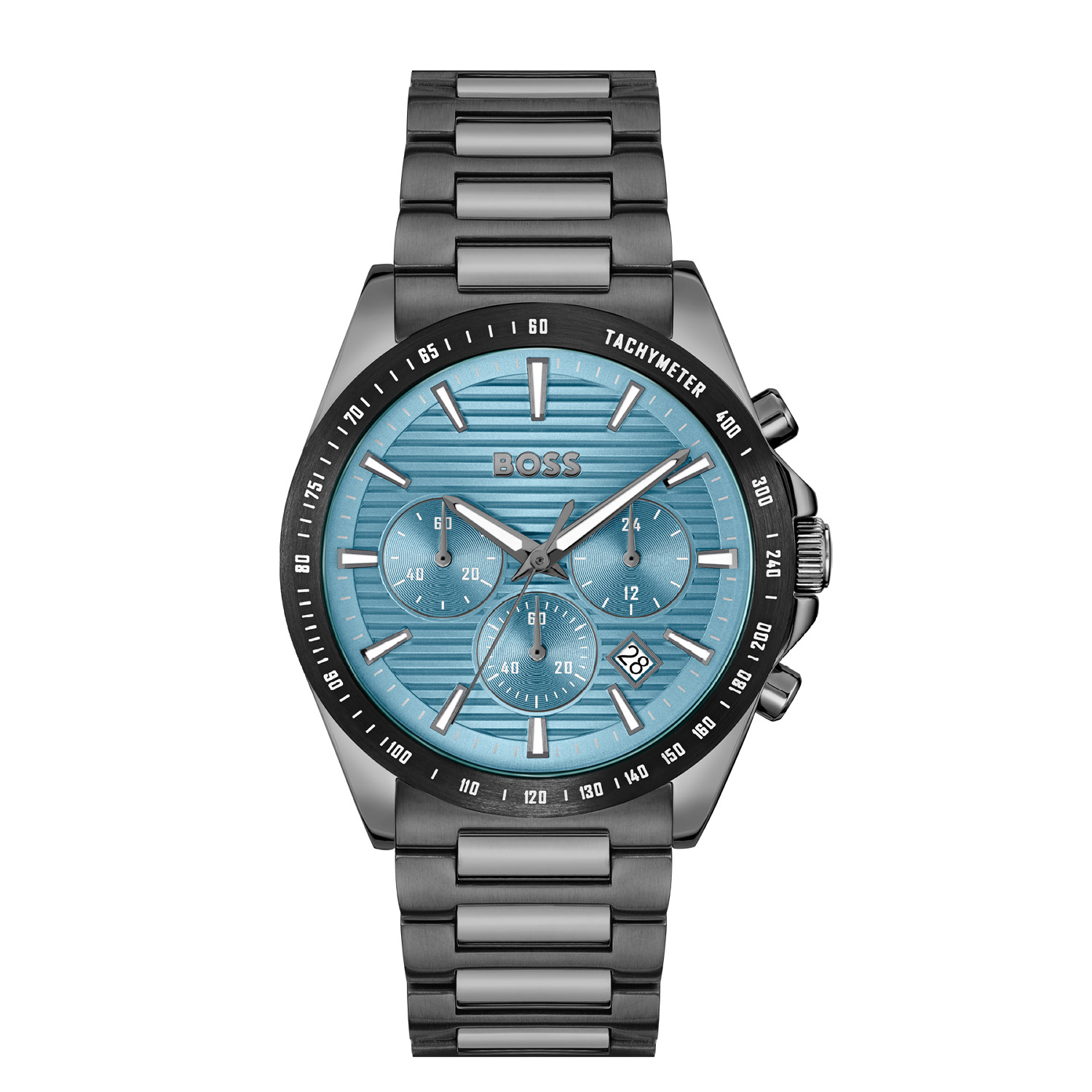 BOSS is voor degenen die een zelfbepaald leven leiden met stijl, passie en doel.

BOSS HB1514242 STRIKE CHRONO Herenhorloge 41mm
Dit BOSS horloge uit de STRIKE CHRONO serie met artikelnr: HB1514242 heeft een luxe uitstraling. Zeer geschikt voor de moderne stijlvolle man van nu. Het herenhorloge valt op door zijn stalen gunmetal horlogekast met een zwarte bezel met tachymeter en een turquoise sunray bewerkte wijzerplaat met een chronograaf en een datum. De wijzers en uurstrepen hebben een fijn lumibrite accent. Aan de kast zit een stalen gunmetal schakelband met een vouwsluiting. Het horloge heeft een doorsnee van 41mm een mineraalglas en is 5ATM. 

HET MERK:
HUGO BOSS is afgestemd op levensstijlen waar het gaat om kwaliteit en precisie. Het wereldwijde fashionlabel is verdeeld in twee merken: BOSS en HUGO. Het merk BOSS biedt geavanceerde, moderne horloges gericht op kwaliteit en design om een onberispelijke look te creëren – of het nu zakelijk, casual of sportief is. De horloge collectie van BOSS is perfect afgestemd op levensstijlen waar het gaat om kwaliteit en precisie. BOSS is op maat gemaakt in een onberispelijke stijl.

Blijf stijlvol bij de tijd. Voor de BOSS-vrouw is stijl het handelsmerk en draait alles om
details. Breng uw look naar een hoger niveau met onze nieuwe en kenmerkende horlogecollectie.

SPECIFICATIES:
- Mineraalglas
- Ronde kastvorm, Ø 41mm
- Stalen gunmetal horlogekast
- Turqouise wijzerplaat
- Stalen gunmetal schakelband
- 5ATM