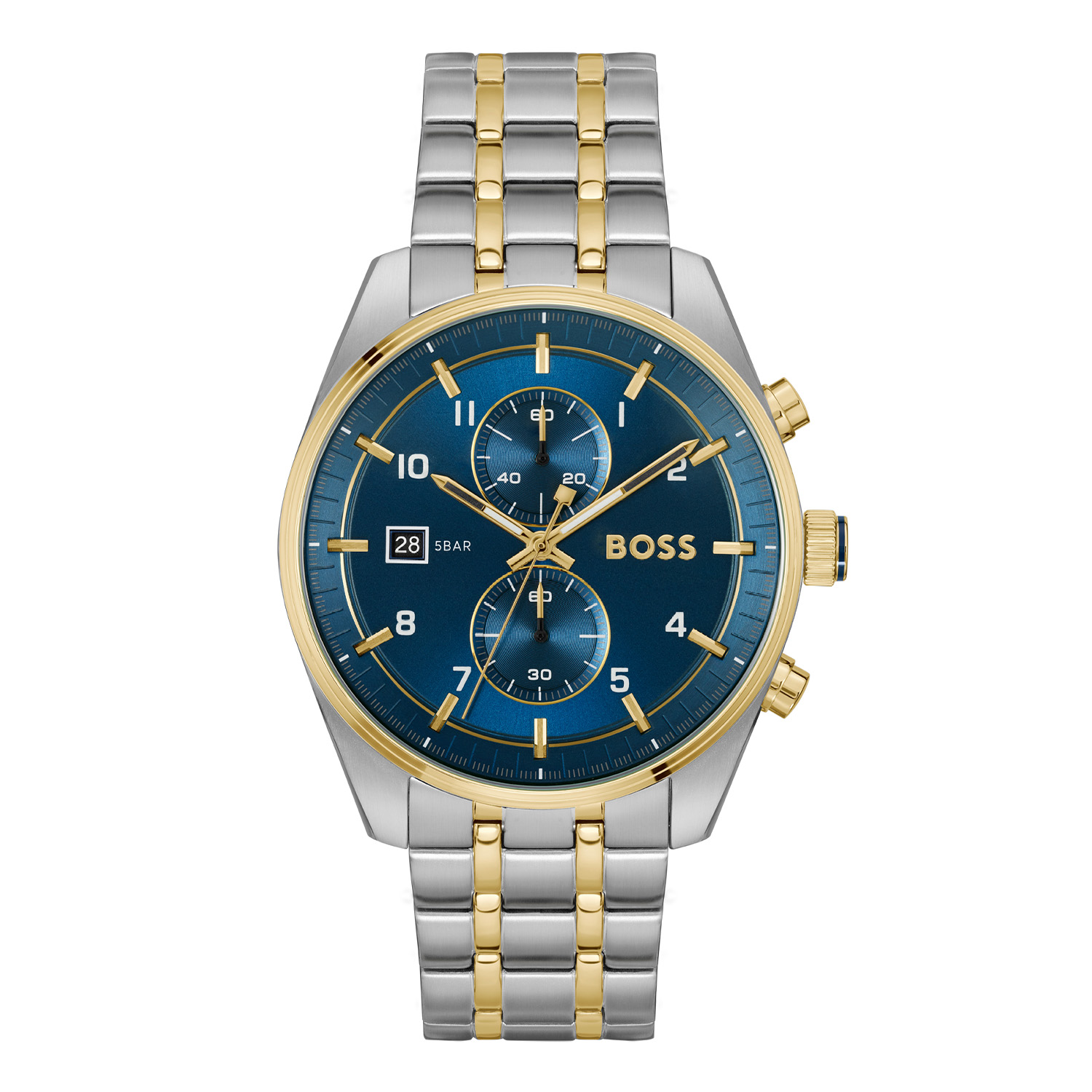 BOSS is voor degenen die een zelfbepaald leven leiden met stijl, passie en doel.

BOSS HB1514247 SKYTRAVELLER Herenhorloge bicolor 44mm
Dit BOSS horloge uit de SKYTRAVELLER serie met artikelnr: HB1514247 heeft een luxe uitstraling. Zeer geschikt voor de moderne stijlvolle man van nu. Het herenhorloge valt op door zijn stalen horlogekast met een gladde goudkleurige bezel en een blauwe wijzerplaat met een chronograaf en datum. Opvallend zijn de fijne goudkleurige wijzers en uursaanduiding en het strakke BOSS logo. Aan de kast zit een stalen bicolor schakelband met een vouwsluiting. Het horloge heeft een doorsnee van 44mm met een mineraalglas en is 5ATM. 

HET MERK:
HUGO BOSS is afgestemd op levensstijlen waar het gaat om kwaliteit en precisie. Het wereldwijde fashionlabel is verdeeld in twee merken: BOSS en HUGO. Het merk BOSS biedt geavanceerde, moderne horloges gericht op kwaliteit en design om een onberispelijke look te creëren – of het nu zakelijk, casual of sportief is. De horloge collectie van BOSS is perfect afgestemd op levensstijlen waar het gaat om kwaliteit en precisie. BOSS is op maat gemaakt in een onberispelijke stijl.

Blijf stijlvol bij de tijd. Voor de BOSS-vrouw is stijl het handelsmerk en draait alles om
details. Breng uw look naar een hoger niveau met onze nieuwe en kenmerkende horlogecollectie.

SPECIFICATIES:
- Mineraalglas
- Ronde kastvorm, Ø 44mm
- Stalen horlogekast
- Blauwe wijzerplaat
- Stalen bicolor schakelband
- 5ATM
