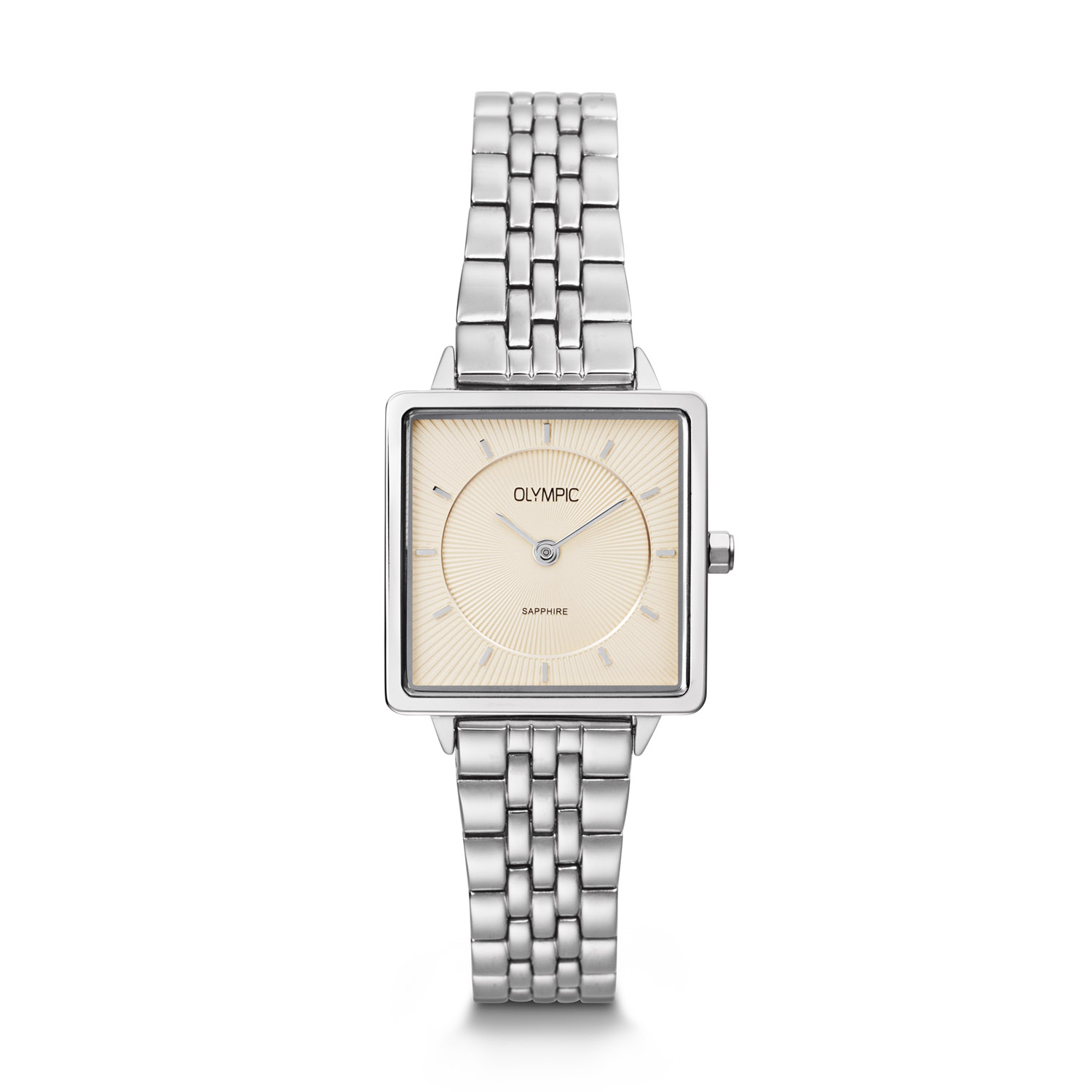 Olympic OL1DSS001 Dames Horloge Staal 25x25mm 
Dit unieke Olympic horloge met artikelnummer: OL1DSS001 is een classic dameshorloge. Het horloge heeft een vierkante stalen kast met een zilverkleurige bewerkte wijzerplaat met streepjes als uursaanduiding en fijne strakke wijzers. Aan de kast zit een fijne glanzende zilverkleurige stalen schakelband met vouwsluiting. Het horloge heeft een saffierglas, een afmeting van 25x25mm en is 3ATM.

Het merk:
Het Nederlandse horlogemerk Olympic levert stoere chronografen, slimline series, digitale uurwerken en elegante dameshorloges. De prijs-kwaliteitverhouding staat bij Olympic hoog in het vaandel met prijzen die uiteenlopen van € 34,95 tot en met € 159,00.

100% Nederlands ontwerp, waterdicht en standaard 3 jaar fabrieksgarantie.

Specificaties:
- Vierkante kast 25x25mm
- Stalen horlogekast
- Zilverkleurige wijzerplaat
- Stalen schakelband
- 3ATM 
- Standaard 3 jaar fabrieksgarantie
- Saffierglas
