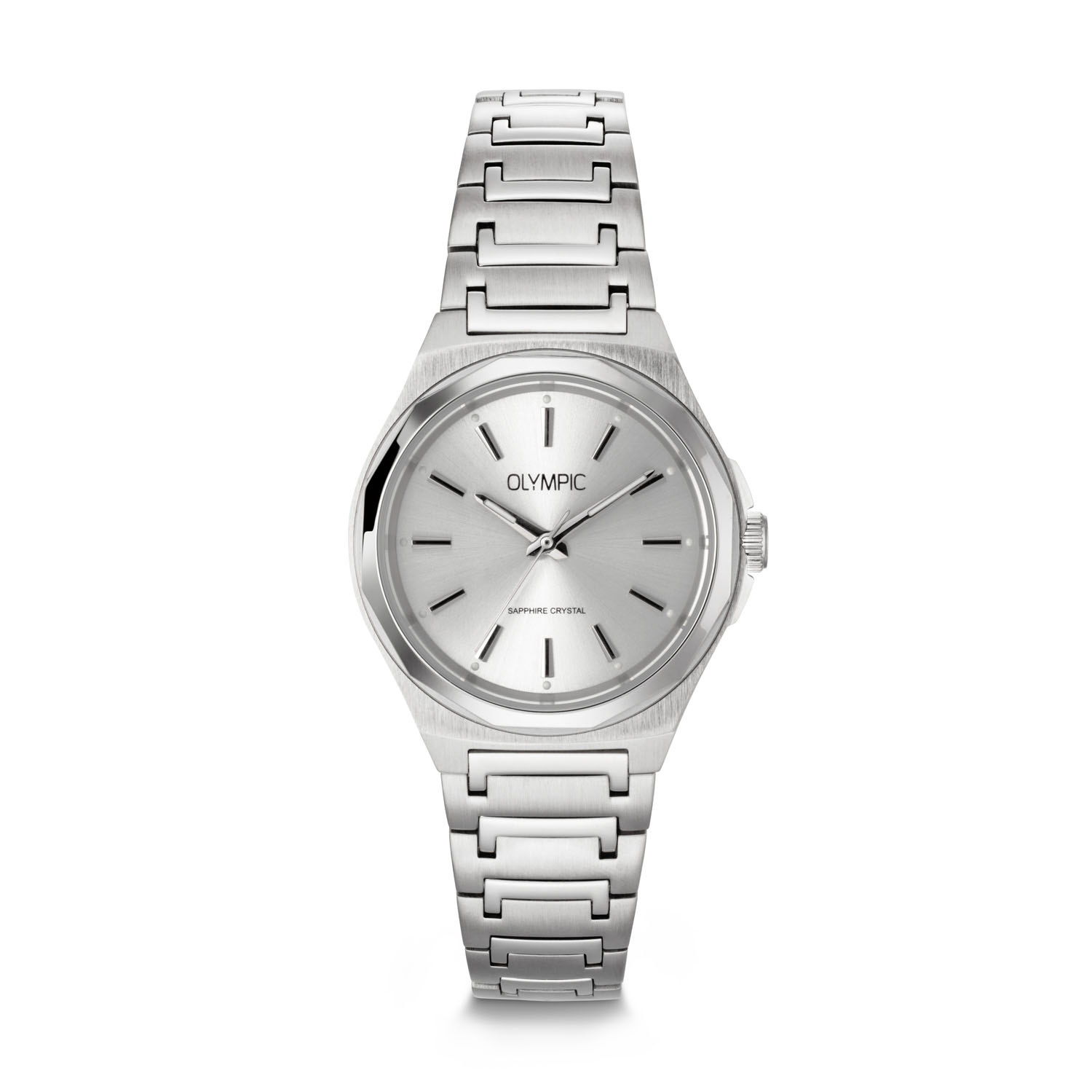 Olympic OL66DSS025 Momentum Horloge Dames Staal 32mm 
Dit unieke Olympic horloge met artikelnummer: OL66DSS025 is een classic dameshorloge. Het horloge heeft een stalen kast met een glanzende bezel, een zilverkleurige wijzerplaat met streepjes als uursaanduiding en fijne wijzers. Aan de kast zit een stalen schakelband met een vouwsluiting. Het horloge heeft een saffierglas, een doorsnee van 32mm en is 5ATM.

Het merk:
Het Nederlandse horlogemerk Olympic levert stoere chronografen, slimline series, digitale uurwerken en elegante dameshorloges. De prijs-kwaliteitverhouding staat bij Olympic hoog in het vaandel met prijzen die uiteenlopen van &euro; 34,95 tot en met &euro; 159,00.

100% Nederlands ontwerp, waterdicht en standaard 3 jaar fabrieksgarantie.

Specificaties:
- Ronde kast &Oslash; 32mm
- Stalen horlogekast
- Zilverkleurige wijzerplaat
- Stalen schakelband
- 5ATM 
- Standaard 3 jaar fabrieksgarantie
- Saffierglas