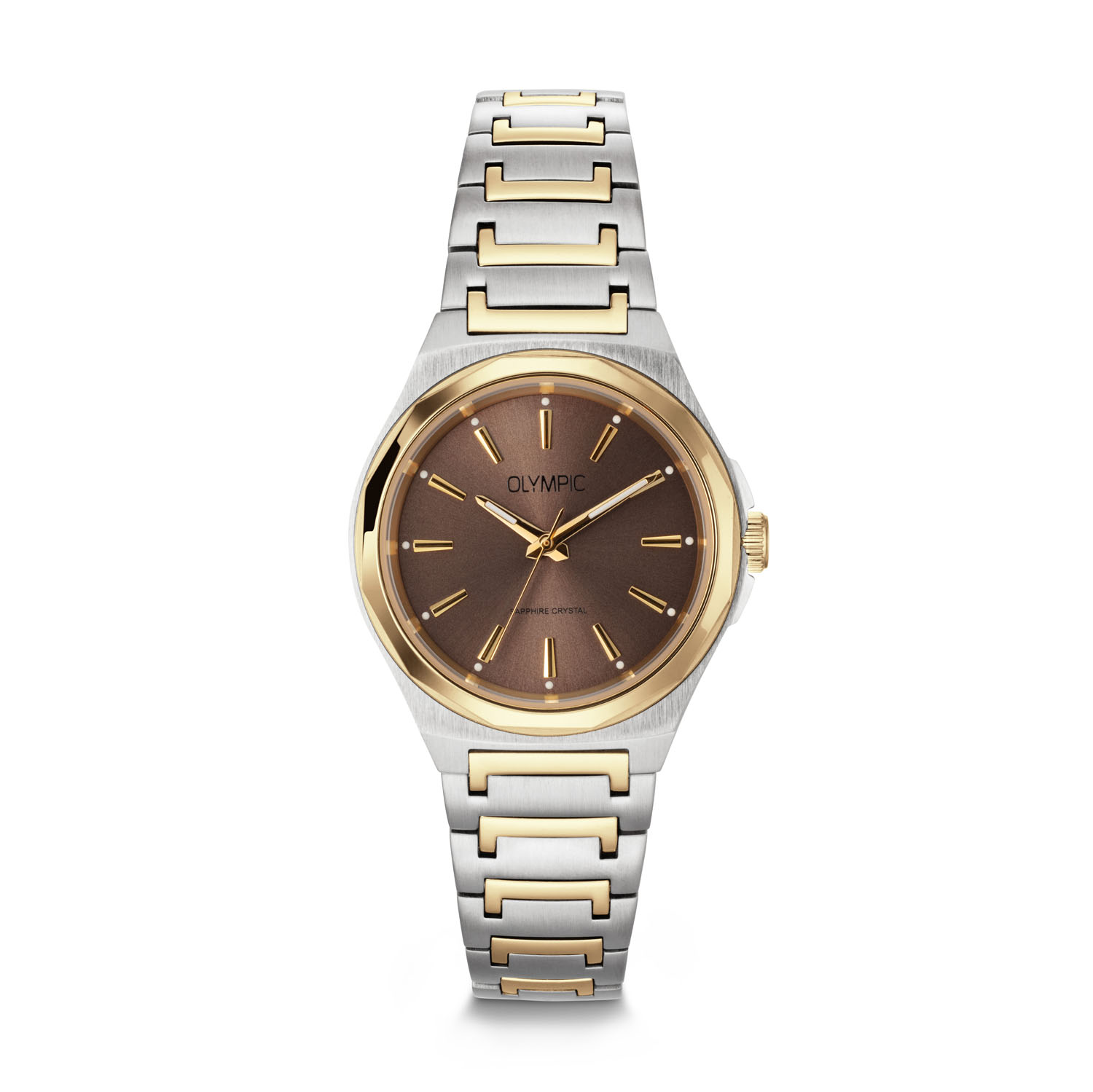 Olympic OL66DSS028B Momentum Horloge Dames Bico Staal 32mm 
Dit unieke Olympic horloge met artikelnummer: OL66DSS028B is een classic dameshorloge. Het horloge heeft een stalen kast met een glanzende goudkleurige bezel, een grijze wijzerplaat met streepjes als uursaanduiding en fijne wijzers. Aan de kast zit een stalen bicolor schakelband met een vouwsluiting. Het horloge heeft een saffierglas, een doorsnee van 32mm en is 5ATM.

Het merk:
Het Nederlandse horlogemerk Olympic levert stoere chronografen, slimline series, digitale uurwerken en elegante dameshorloges. De prijs-kwaliteitverhouding staat bij Olympic hoog in het vaandel met prijzen die uiteenlopen van € 34,95 tot en met € 159,00.

100% Nederlands ontwerp, waterdicht en standaard 3 jaar fabrieksgarantie.

Specificaties:
- Ronde kast Ø 32mm
- Stalen horlogekast
- Grijze wijzerplaat
- Stalen bicolor schakelband
- 5ATM 
- Standaard 3 jaar fabrieksgarantie
- Saffierglas