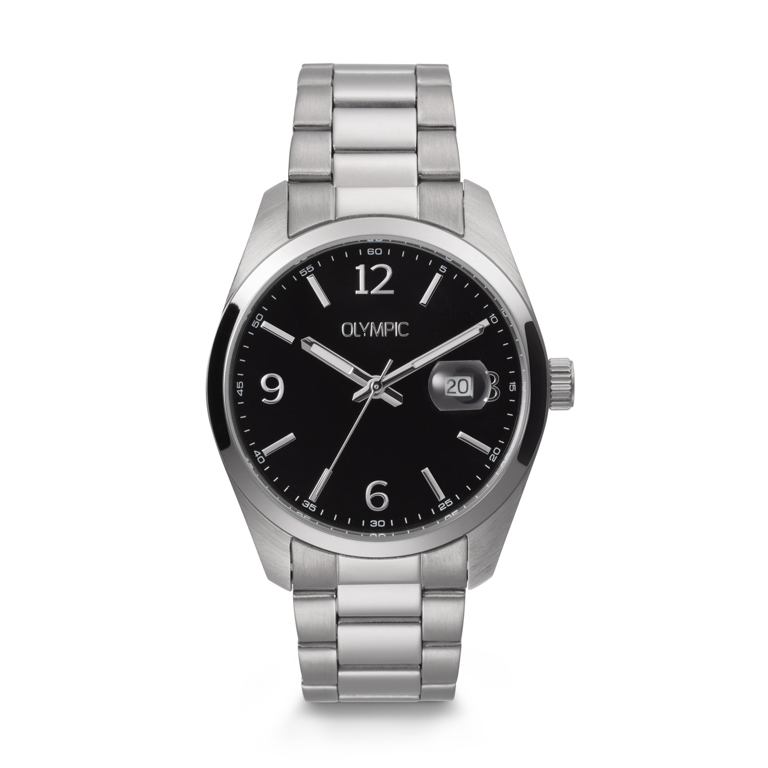 Olympic OL75HSS003 Louis Horloge Heren Staal 39mm 
Dit unieke Olympic horloge met artikelnummer: OL75HSS003 is een classic herenhorloge. Het horloge heeft een stalen kast met een glanzende bezel, een zwarte wijzerplaat met streepjes als uursaanduiding en een datum. Aan de kast zit een stalen schakelband met een vouwsluiting. Het horloge heeft een mineraalglas, een doorsnee van 39mm en is 5ATM.

Het merk:
Het Nederlandse horlogemerk Olympic levert stoere chronografen, slimline series, digitale uurwerken en elegante dameshorloges. De prijs-kwaliteitverhouding staat bij Olympic hoog in het vaandel met prijzen die uiteenlopen van € 34,95 tot en met € 159,00.

100% Nederlands ontwerp, waterdicht en standaard 3 jaar fabrieksgarantie.

Specificaties:
- Ronde kast Ø 39mm
- Stalen horlogekast
- Zwarte wijzerplaat
- Stalen schakelband
- 5ATM 
- Standaard 3 jaar fabrieksgarantie
- Mineraalglas