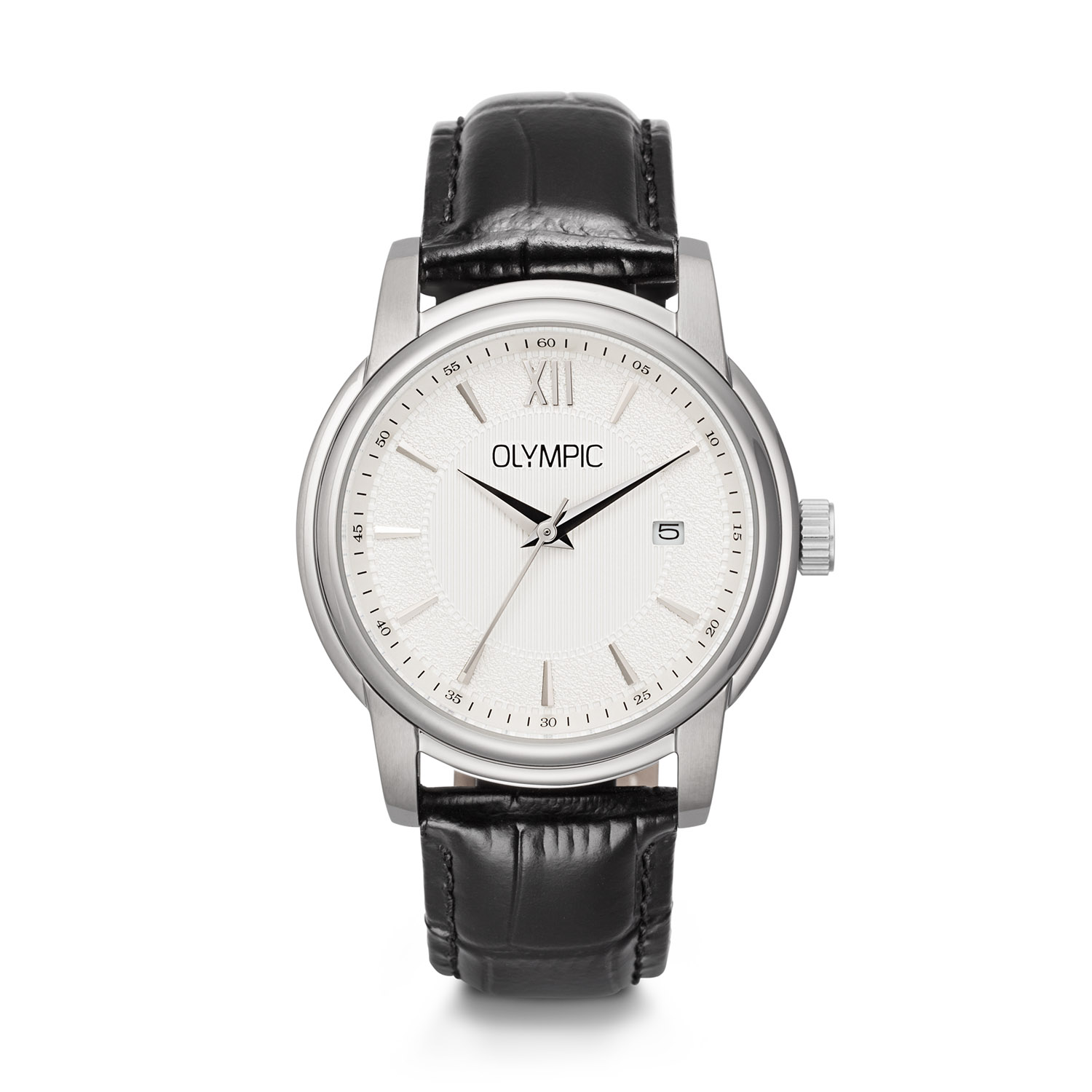 Olympic OL89HSL058 Victor Horloge Heren Staal 39mm 
Dit unieke Olympic horloge met artikelnummer: OL89HSL058 is een classic herenhorloge. Het horloge heeft een ronde stalen kast met een crème bewerkte wijzerplaat met streepjes als uursaanduiding en een datum. Aan de kast zit een zwarte krokoprint lerenband met een gespsluiting. Het horloge heeft een mineraalglas, een doorsnee van 39mm en is 5ATM.

Het merk:
Het Nederlandse horlogemerk Olympic levert stoere chronografen, slimline series, digitale uurwerken en elegante dameshorloges. De prijs-kwaliteitverhouding staat bij Olympic hoog in het vaandel met prijzen die uiteenlopen van € 34,95 tot en met € 159,00.

100% Nederlands ontwerp, waterdicht en standaard 3 jaar fabrieksgarantie.

Specificaties:
- Ronde kast Ø 39mm
- Stalen horlogekast
- Crème wijzerplaat
- Zwarte lerenband
- 5ATM 
- Standaard 3 jaar fabrieksgarantie
- Mineraalglas