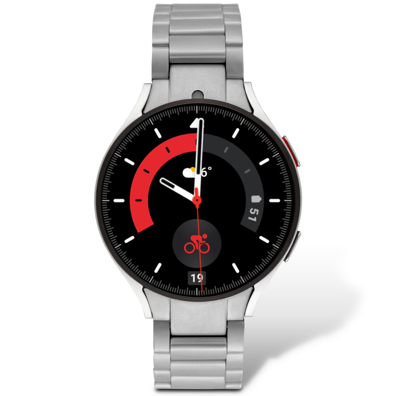 Samsung Galaxy Watch5 SA.R910SS Smartwatch Silver Staal 44mm De Galaxy Watch combineert de uitstraling van een luxe horloge met de geavanceerde functies van de SAMSUNG smartwatches. Deze unieke horloges zijn uitgerust met verwisselbare horlogebanden: een speciaal ontworpen stainless steel,- en een siliconen horlogeband. De Galaxy Watch5 Pro is de smartwatch met Wear OS van SAMSUNG en biedt toegang tot je favoriete apps en dat allemaal om je pols. De Galaxy Watch is niet alleen zeer stijlvol, maar ook gebruiksvriendelijk. Om door apps, berichten en tekst te bladeren hoeft er alleen maar aan de roterende ring gedraaid te worden. De Galaxy Watch is stof- en spatwaterdicht en 5 ATM gecertificeerd. De extra features, zoals het kompas, hartritme sensor en nog heel veel meer maken de Galaxy Watch5 Classic nog completer. De Galaxy Watch heeft een Always On-display, waardoor je geen knop in te drukken om de tijd weer te geven. Het AMOLED-display kan ingesteld worden op een continue tijdsweergave, zodat dag en nacht te zien is hoe laat het is. Highlights: - Geschikt voor Android - De Galaxy Watch5 heeft een IP68-certificering. Het horloge is 5 ATM - Dankzij de ingebouwde speaker en microfoon, kan er ook gebeld worden met het horloge - Ontvang alle berichten van je telefoon op je horloge en reageer direct met quick reply’s - Herkent meer dan 35 verschillende activiteiten - Door de verschillende meters en tellers is het mogelijk om onder andere de hartslag, stappen, snelheid, slaap, luchtdruk, stress, hoogte- en diepte te meten - D.m.v. de ingebouwde GPS, is het mogelijk om offline te navigeren en achteraf je route terug te kijken (zonder dat de telefoon in de buurt is) - Luister zonder smartphone naar muziek met Spotify premium
