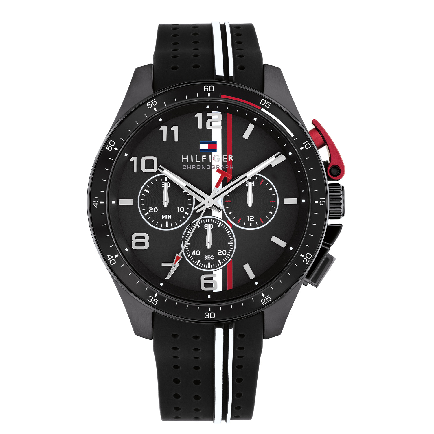 Tommy Hilfiger herenhorloge, chrono, met zwart kunststof band, model Bank
