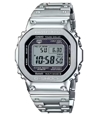 Dit Casio horloge behoort tot de G-Shock collectie.
Referentienummer: GMW-B5000D-1ER

Het horloge heeft een diameter van 49MM. De kast en de band zijn gemaakt van edelstaal. Het horloge heeft een zwarte wijzerplaat en mineraal glas. Het horloge is perfect voor vrij duiken zonder scuba-uitrusting: het horloge is waterbestendig tot 20 bar (ISO 22810).

Dit horloge heeft de volgende functies: Superilluminator, 5 alarmen per dag, Automatische kalender, 12/24-uurs tijdweergave, Knopgeluiden aan/uit, Wijzer beweeg functie, Schokbestendig, Stopwatchfunctie - 1/100 sec. - 24 uur, Snoozefunctie, Snoozefunctie, Wereldtijden
