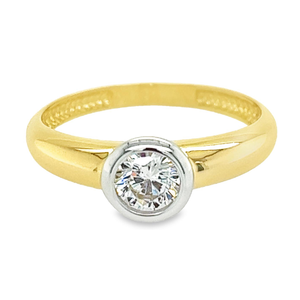 Gouden ring met zirkonia steen 17.5/55