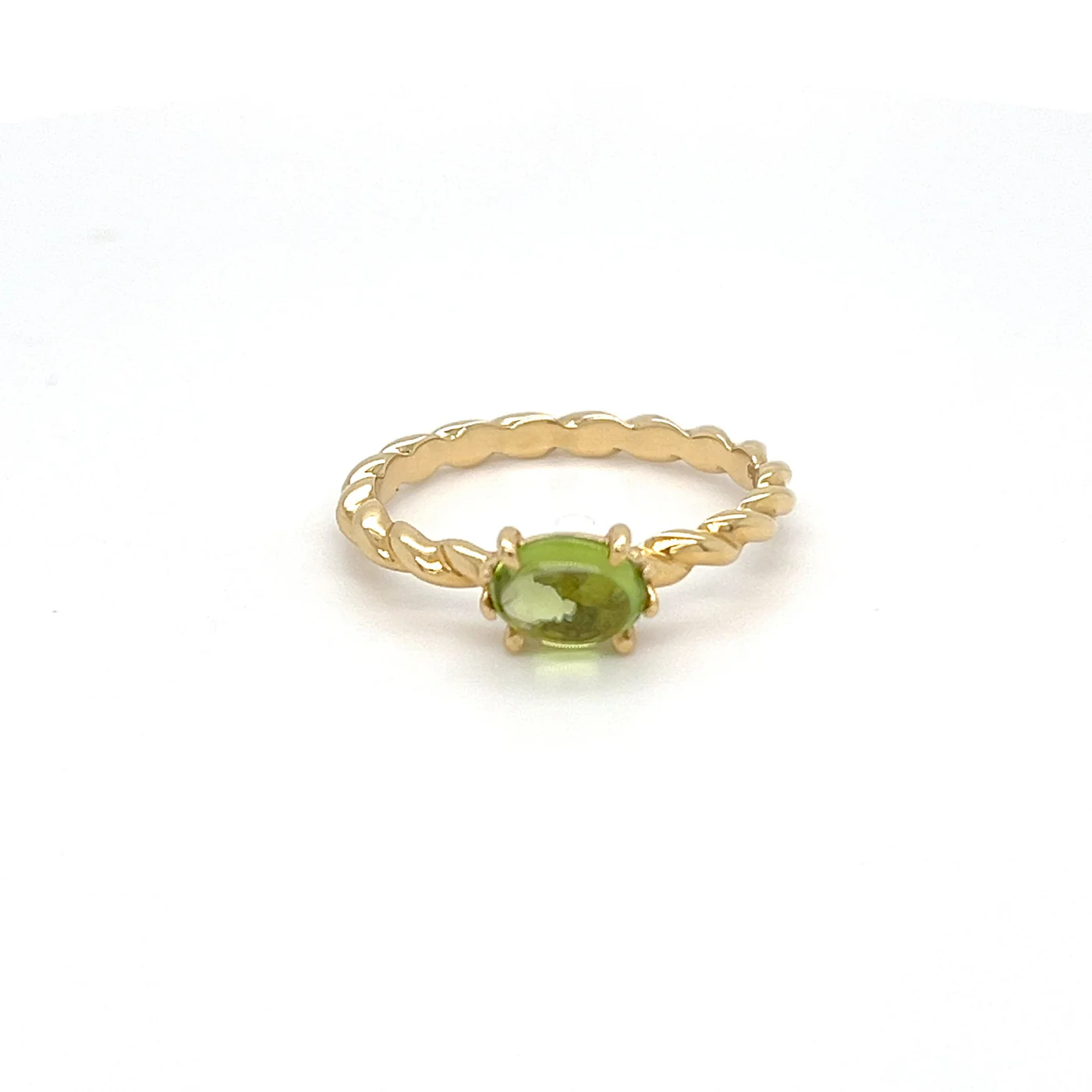 18 kt Romance ring met cabochon geslepen groene tourmalijn