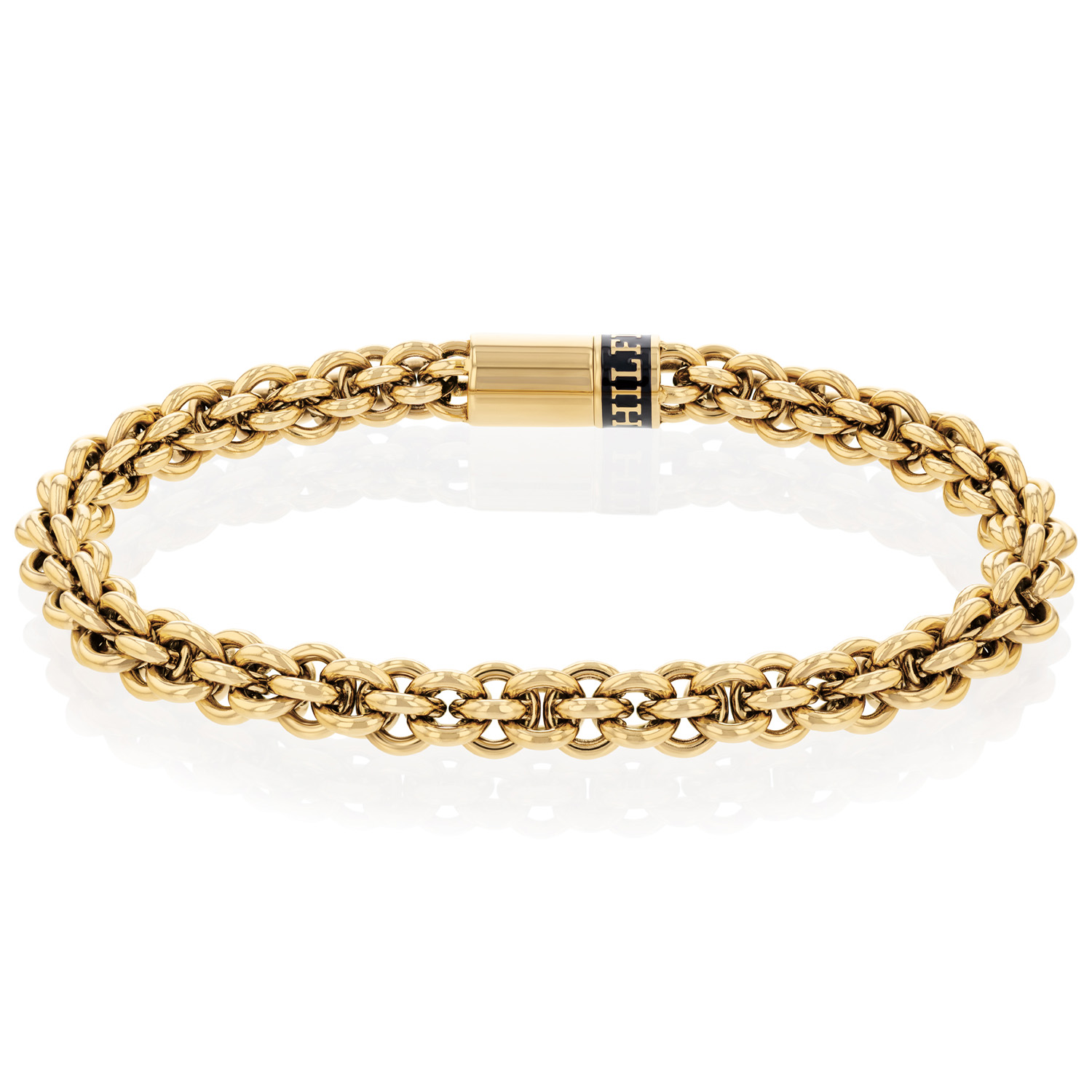 Tommy Hilfiger Jewels TJ2790522 Armband Heren Staal 19cm
Deze armband van Tommy Hilfiger uit de jewelry serie met nr: TJ2790522 is een opvallend model. De goudkleurige stalen armband heeft een ronde fantasie schakel en sluit met een magneetslot met zwart emaille met daarin het Tommy logo. De lengte is 19cm. Zeker leuk te combineren met de bijpassende sieraden van Tommy Hilfiger.

Het merk:
Tommy Hilfiger is wereldwijd één van de grootste designer lifestyle merken en is internationaal bekend om haar classic American cool stijl. De sieraden zijn voor dames en heren met een eigen stijl, die niet bang zijn om dit aan de wereld te laten zien.

Specificaties:
- Artikelnr: TJ2790522
- Goudkleurige schakelarmband
- Materiaal: Staal
- Lengte: 19cm
- Heren sieraad