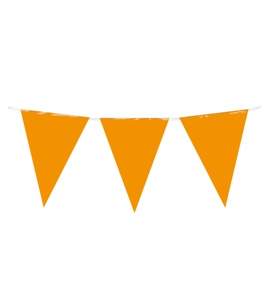 Met de party flags PE - orange uit de Basic collectie van Paper Dreams haal je een kwalitatieve oranje vlaggenlijn in huis voor een scherpe prijs. De vlaggenlijn is 10 meter lang en de besteleenheid is 6. De vlaggetjes zijn gemaakt van Polyetheen (PE) en zijn gemakkelijk op te hangen. Binnen deze collectie vind je naast oranje vlaggetjes nog veel meer vlaggenlijnen in diverse kleuren en ook ballonnen, (grote) folieballonnen en party curtains in dezelfde kleur.