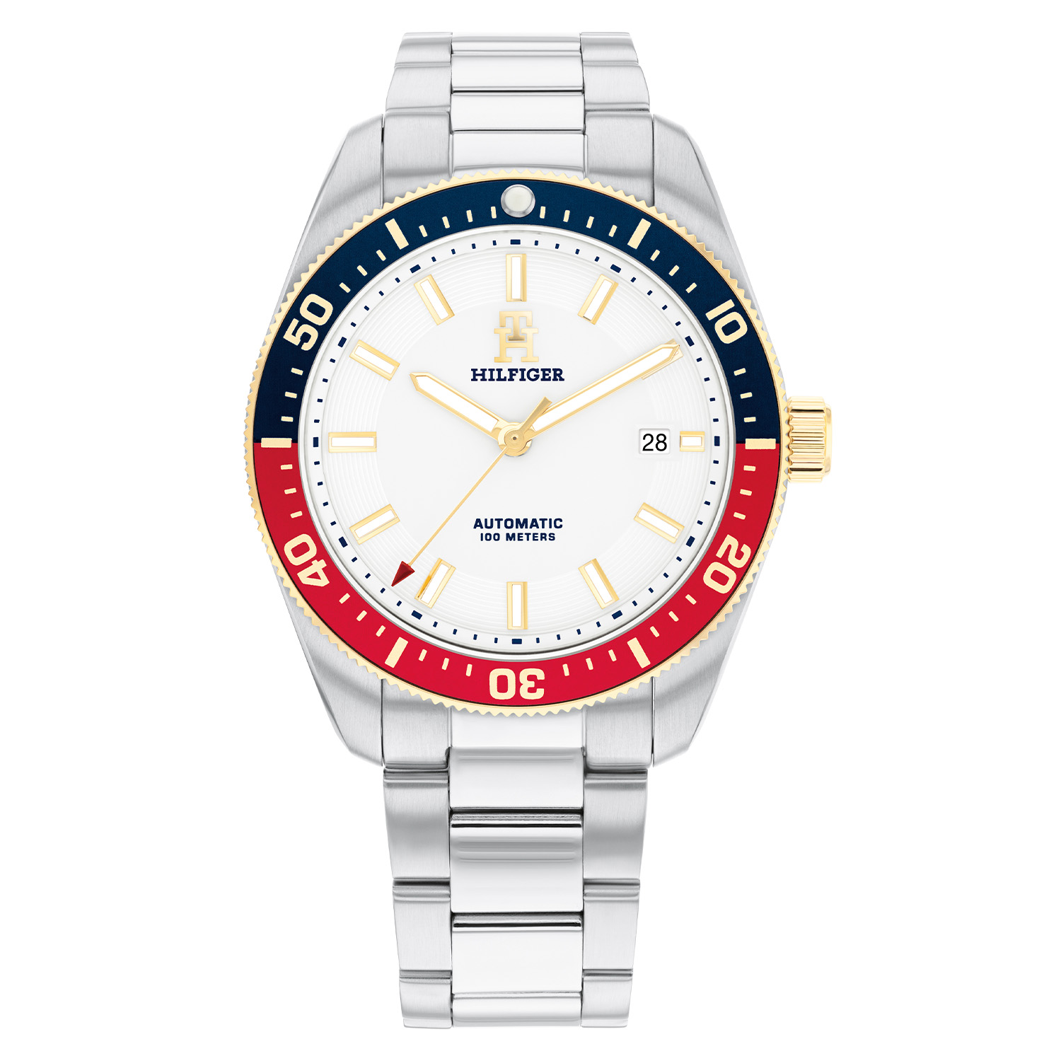  Horloge Heren Staal Zilverkleurig Automaat 40mm
Dit specifieke horloge van Tommy Hilfiger is een luxe herenhorloge die niet in je collectie mag ontbreken. Het stalen herenhorloge heeft een ronde zilverkleurige kast met een blauw/rode bezel en een zilver/witte wijzerplaat met lumibrite strepen, goudkleurige wijzers als uursaanduiding en een datum. Het uurwerk is automatisch en laadt op door de beweging van de pols. De zilverkleurige schakelband is op lengte verstelbaar en heeft een vouwsluiting. Door een glas aan de achterkant van het horloge is het uurwerk zichtbaar. Het horloge heeft een mineraalglas, een doorsnee van 40mm en is 10ATM.  


Specificaties:
- Mineraalglas
- Ronde kast 40mm
- Zilverkleurige horlogekast met gekleurde bezel
- Zilverwitte wijzerplaat met datum
- Zilverkleurige schakelband 
- 10ATM