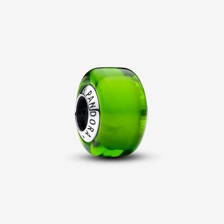 Sterling Zilver bedel met groen Murano -glas