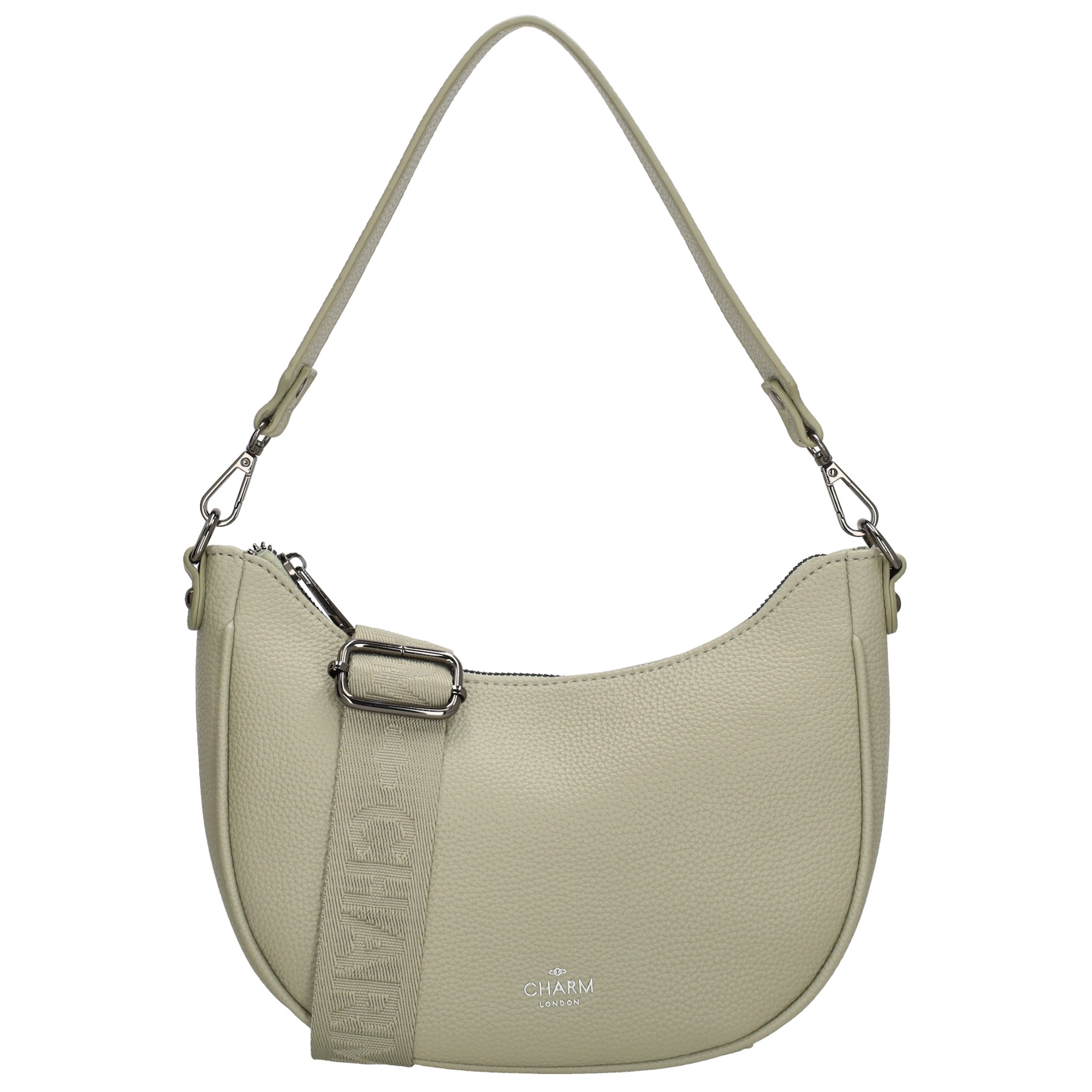 Deze compacte Charm London tas is perfect voor iedereen die houdt van stijl en gemak! Met haar subtiele formaat is ze ideaal voor een dagje uit of een avondje weg. De trendy halvemaanvorm en brede band met logo geven een moderne uitstraling. Verkrijgbaar in meerdere kleuren, zodat je altijd de perfecte match vindt. Klein maar krachtig, deze tas is een echte must-have!