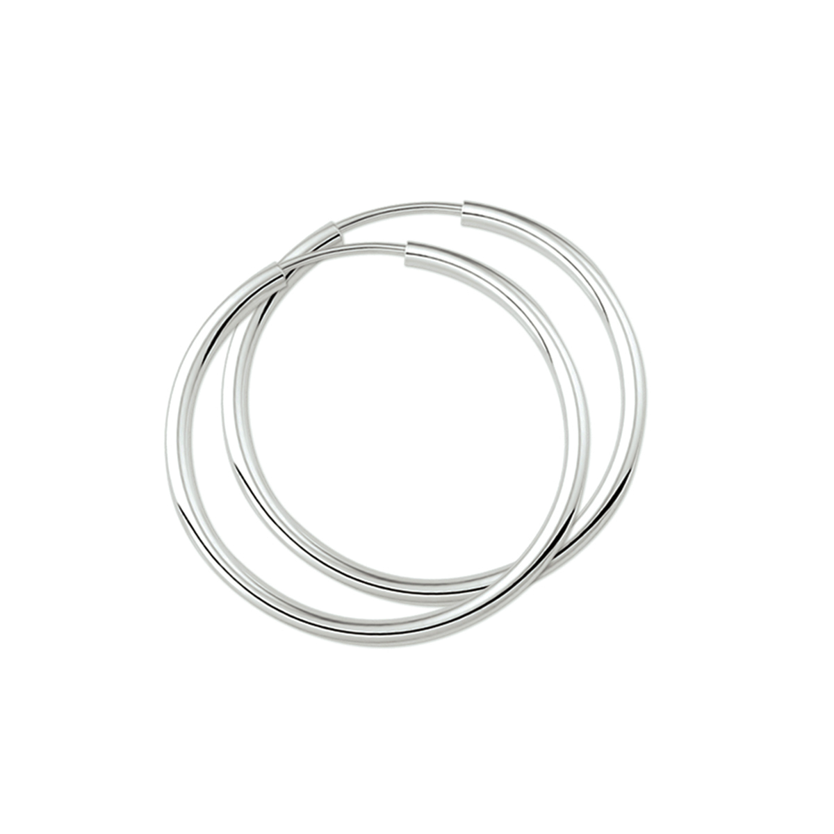 Zilveren oorringen met een ronde buis en een dop-sluiting.