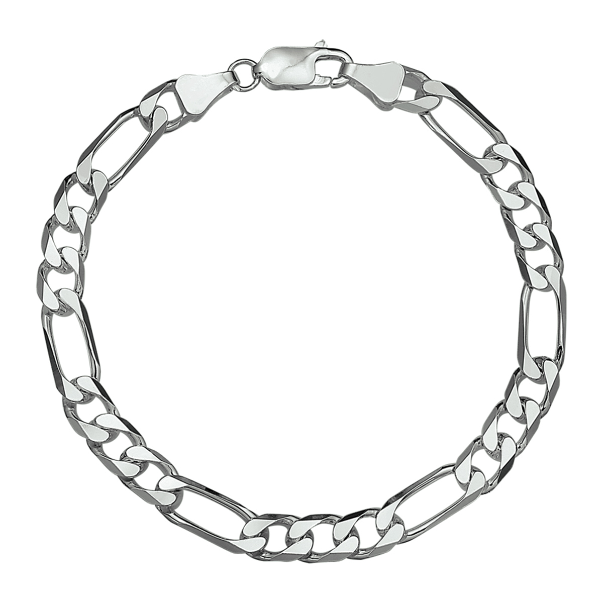 Zilveren armband met figaro schakel.

Gender: heren
Breedte: 6 mm
Langste lengte: 22 cm