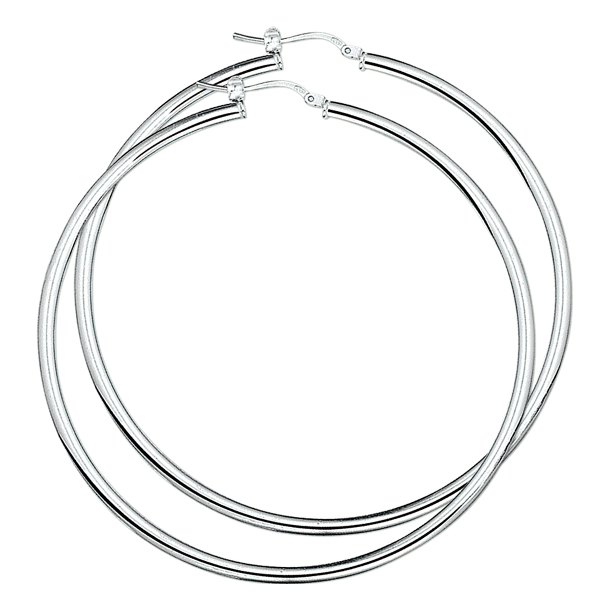 Zilveren oorringen met een ronde buis en een hefboom-sluiting.