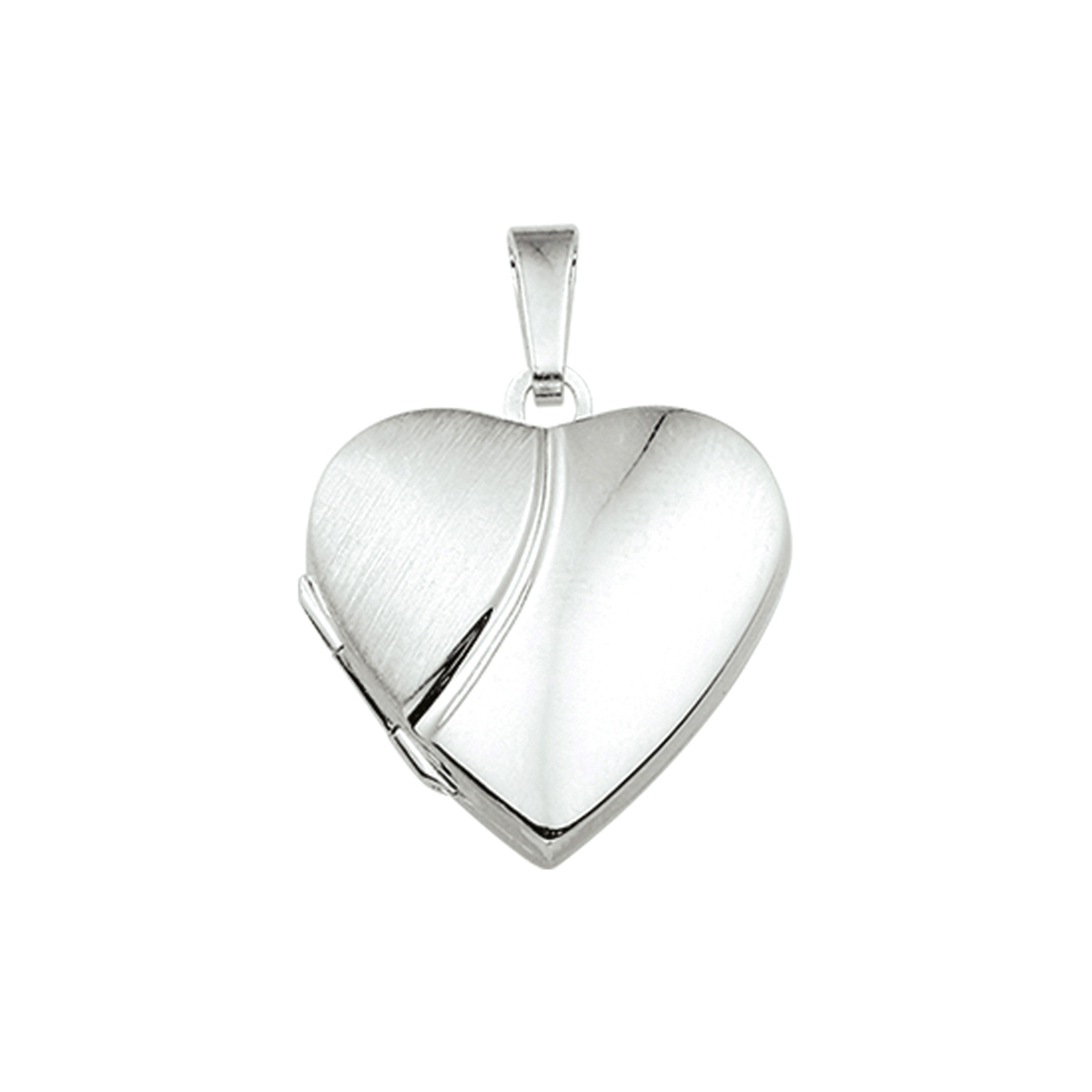 Huiscollectie - Zilveren medaillon hart poli/mat zilver wit, voor 2 foto's - 1014521