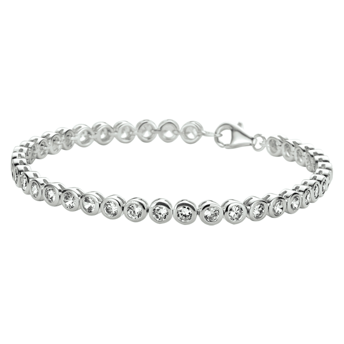 Zilver gerhodineerd tennisarmband zirkonia 18 cm