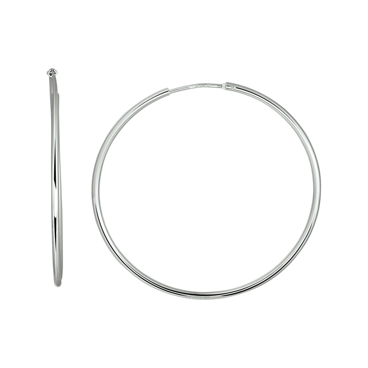 zilveren oorringen, glad 45mm x1,5mm