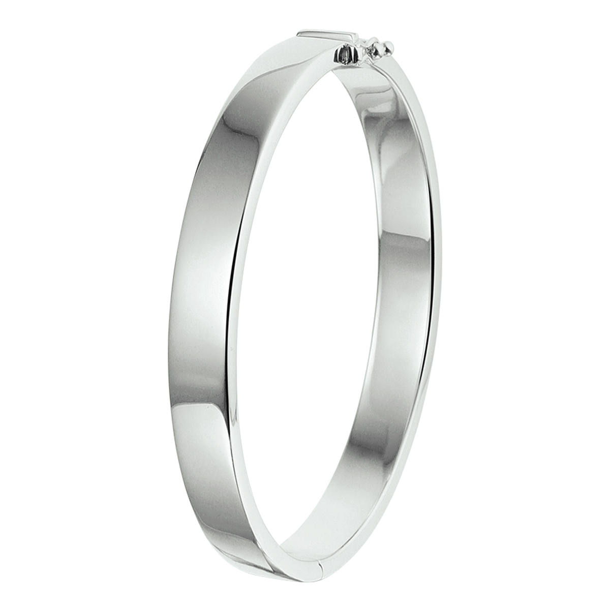 De bangle is gemaakt van gerhodineerd zilver en is zilverkleurig. Het is een sieraad voor dames.