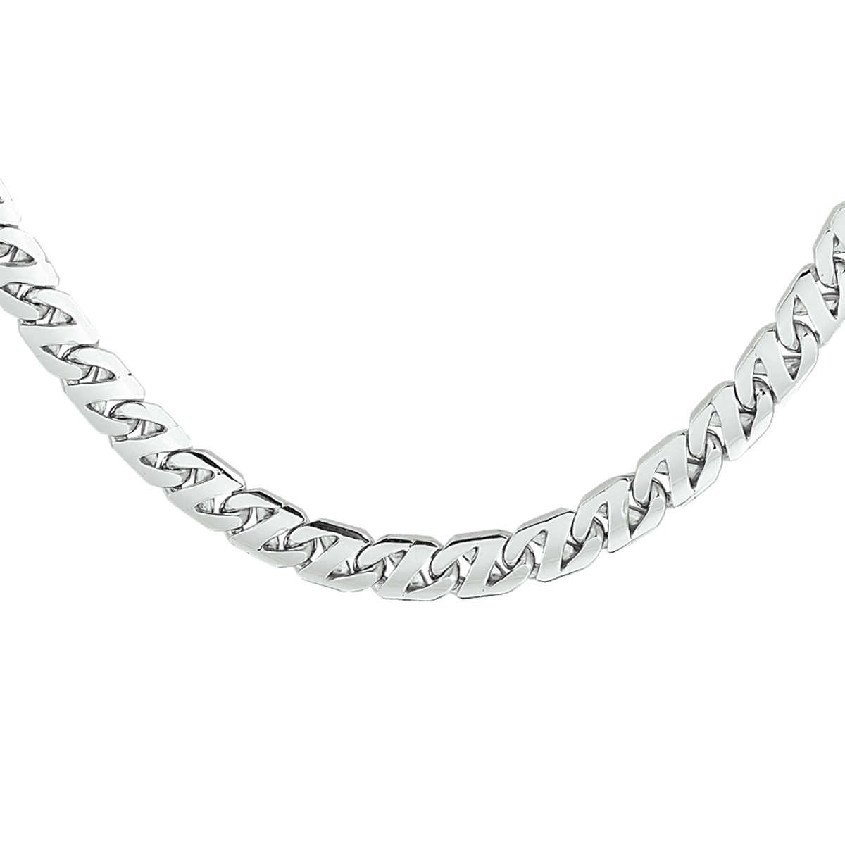 Gerhodineerd zilveren gourmet collier met een schakelbreedte van 6.6mm. Het collier heeft een draaglengte van 60cm en is uitgevoerd met een karabijn sluiting.