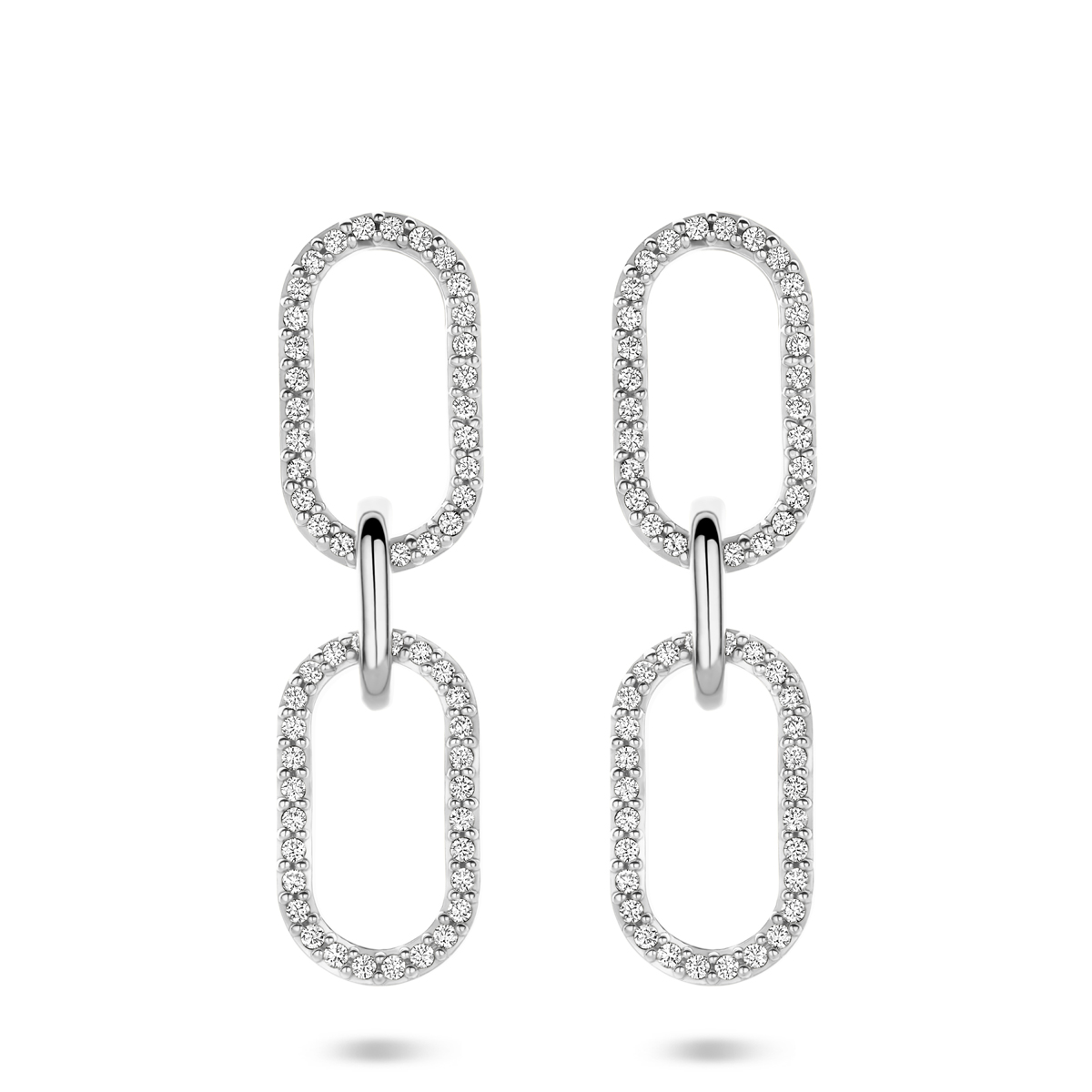 Gerhodineerd 925 zilveren oorhangers met zirkonia. De oorhangers hebben een totale hoogte van 33mm.