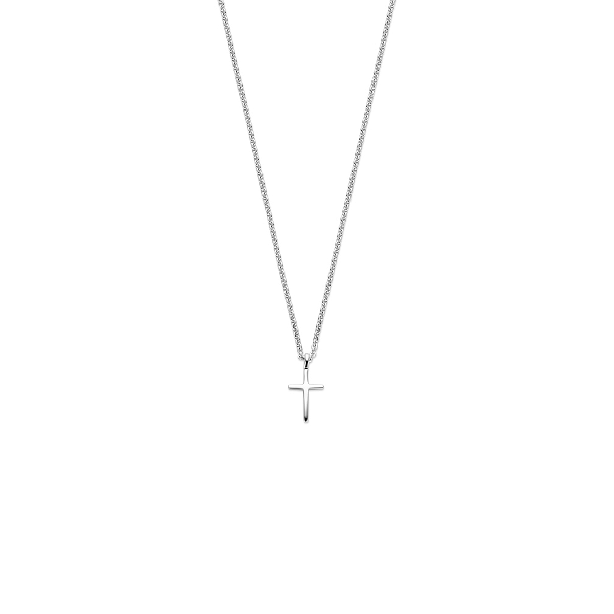 Zilver Gerhodineerd Collier met Kruis Hanger