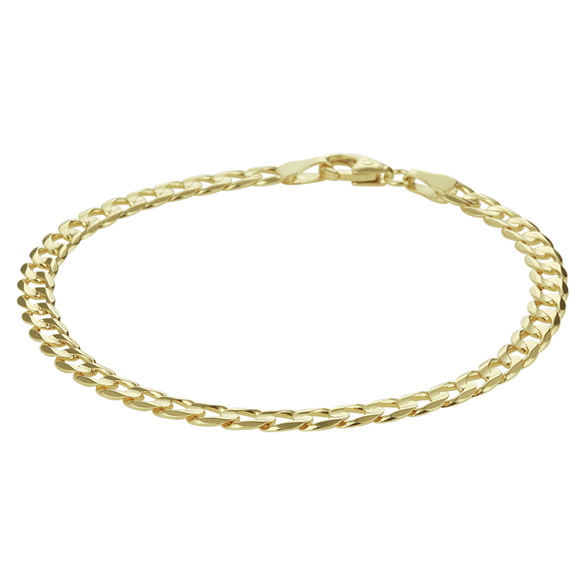 Stijlvolle 14k geelgouden armband met een gourmet schakel. De armband heeft een schakelbreedte van 4.6mm en een draaglengte van 21cm. Uitgevoerd met een stevige karabijn sluiting.