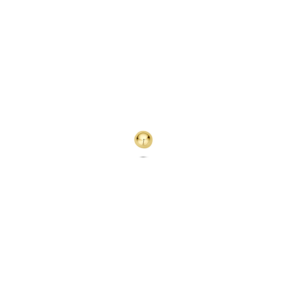 14k Geelgouden flat back piercing met een bol en een diameter van 2mm.