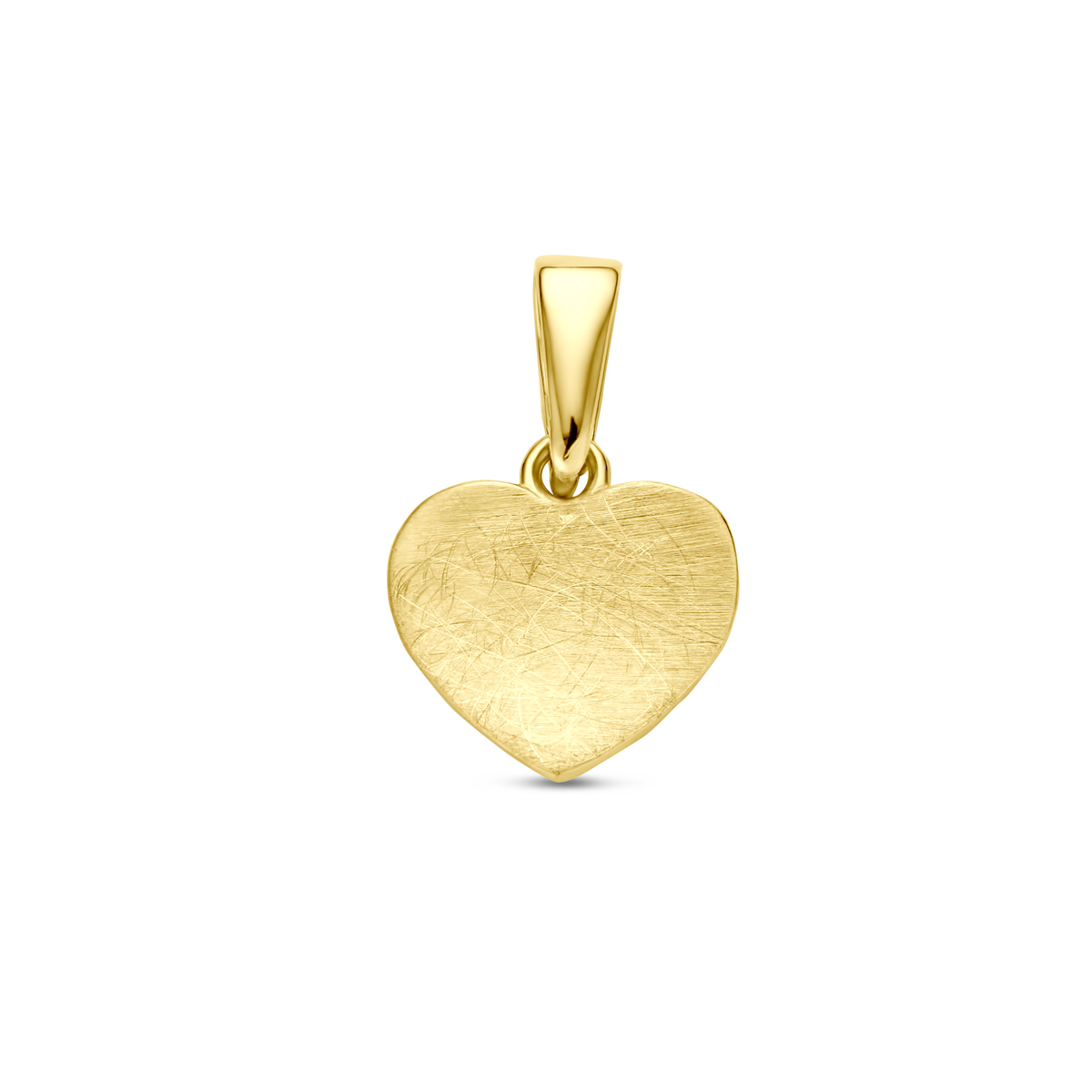 14k Geelgouden hanger uitgevoerd met een hartje. De hanger heeft een totale hoogte van 13mm.