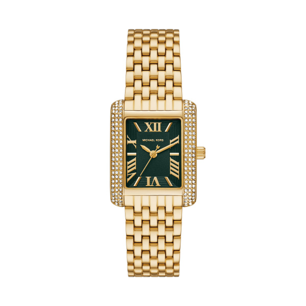 Michael Kors dames horloge MK4742 is een stijlvolle keuze met een goudkleurige roestvrijstalen kast en band, en een groene wijzerplaat. Het horloge is waterbestendig tot 5 ATM en heeft een analoge weergave met Romeinse cijfers. Draag het bij formele gelegenheden voor een elegante uitstraling. Perfect voor fashion-forward dames die van luxe houden.