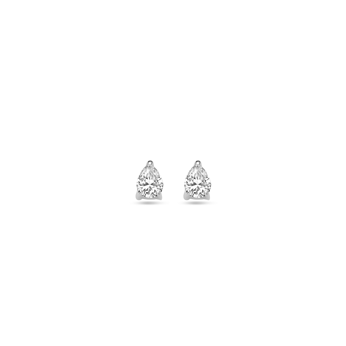 zilveren oorstekers, druppel zirconia 3x4mm