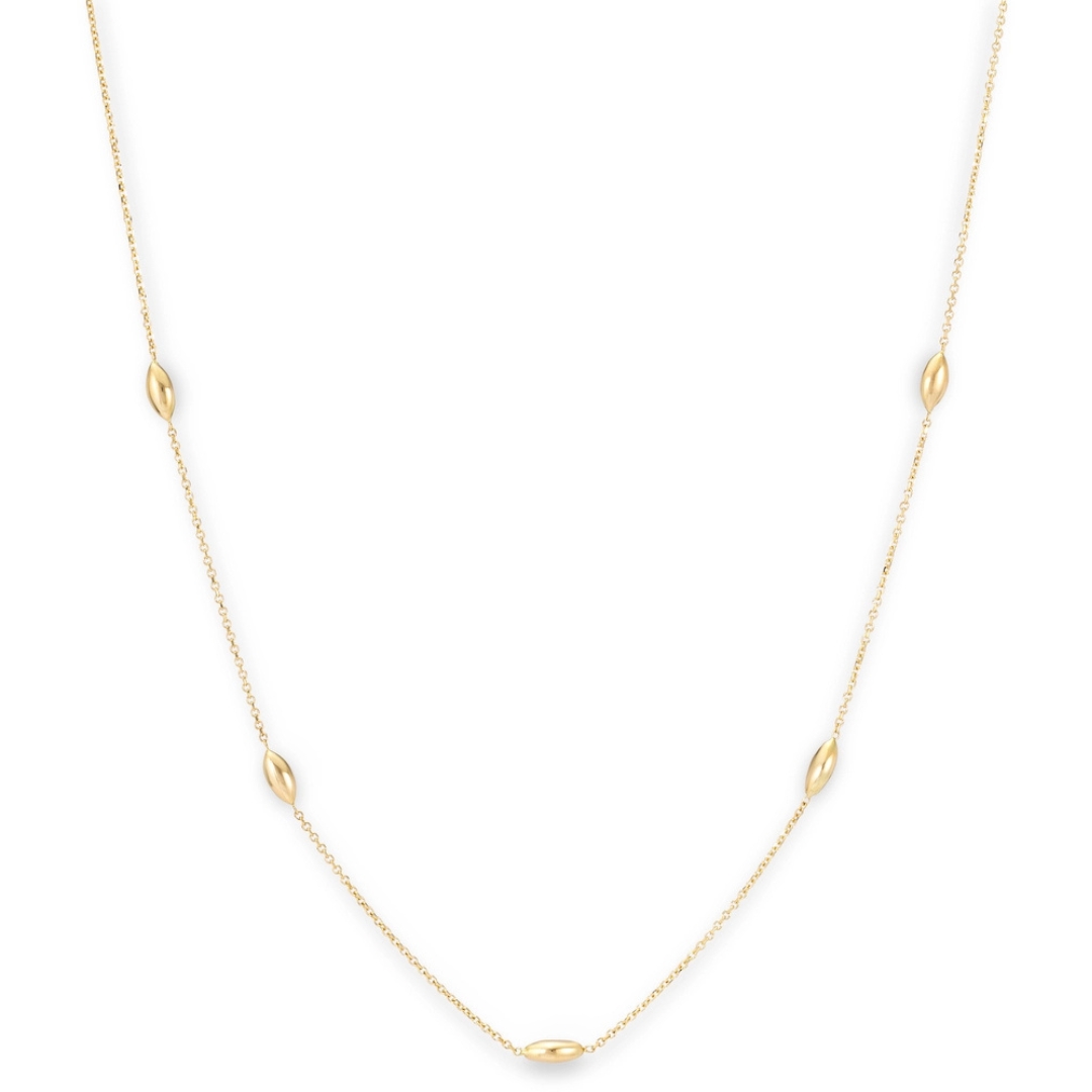 Monzario - 14kt geelgouden anker collier met navette tussenstukjes - 988-C GEEL 45cm