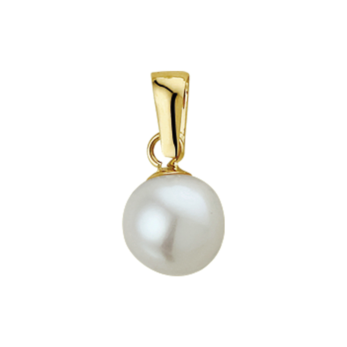 Beschrijving: Geelgouden hanger met zoetwaterparel. 
Verpakt per: 1
Doelgroep: dames
Breedte: 7 mm
