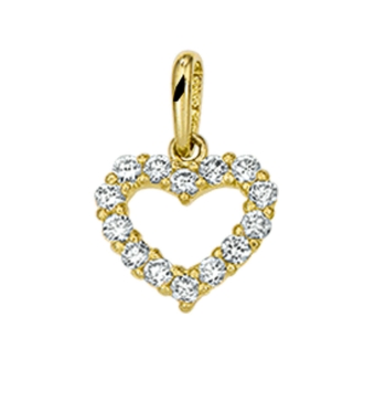 Geelgouden hanger met een hart van zirkonia. 4018455